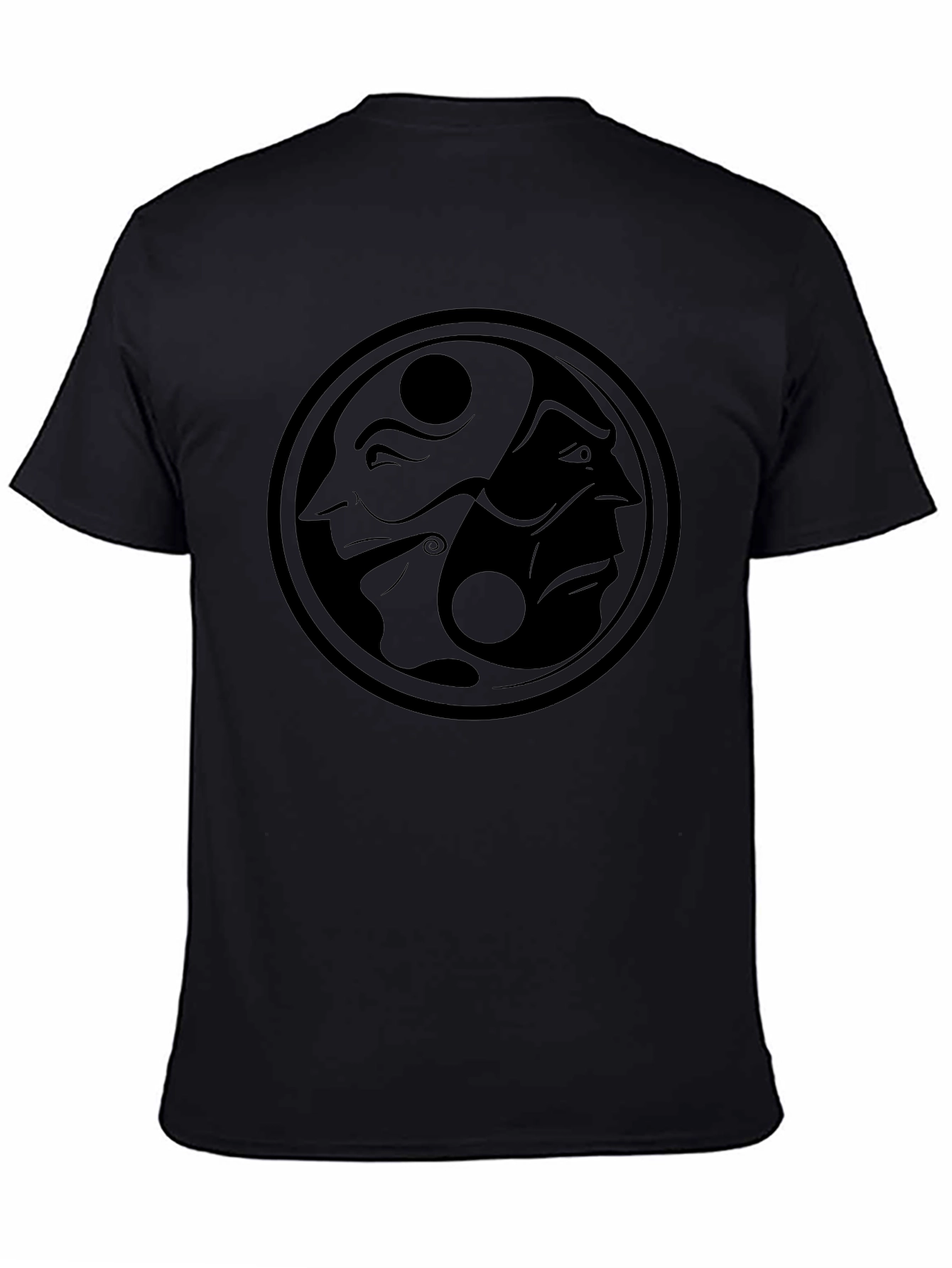 Yin Yang Faces Graphic T-Shirt - Mens Black Tee