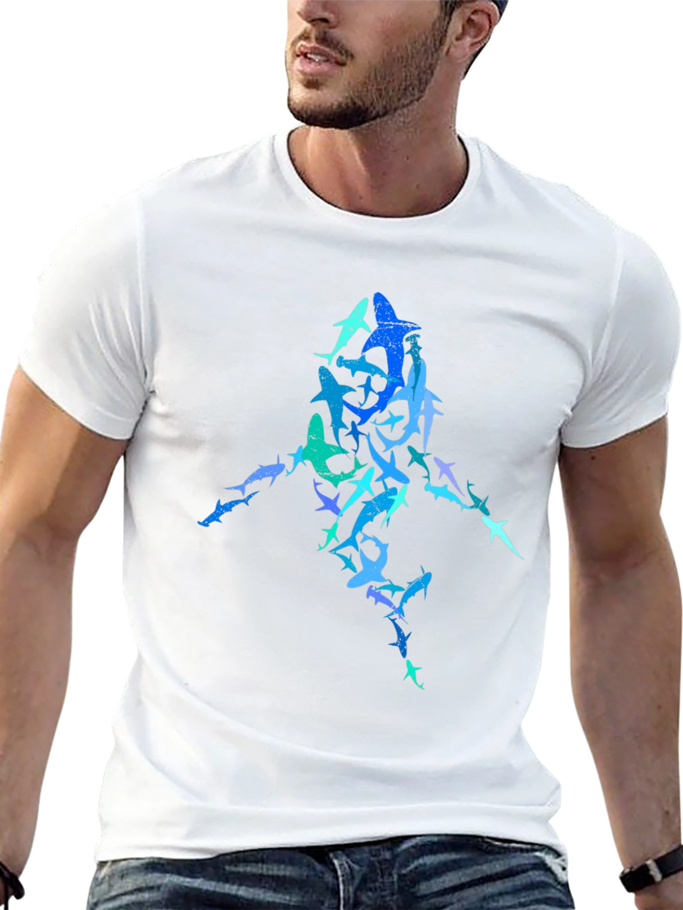 Shark Silhouette Graphic Tee - Black