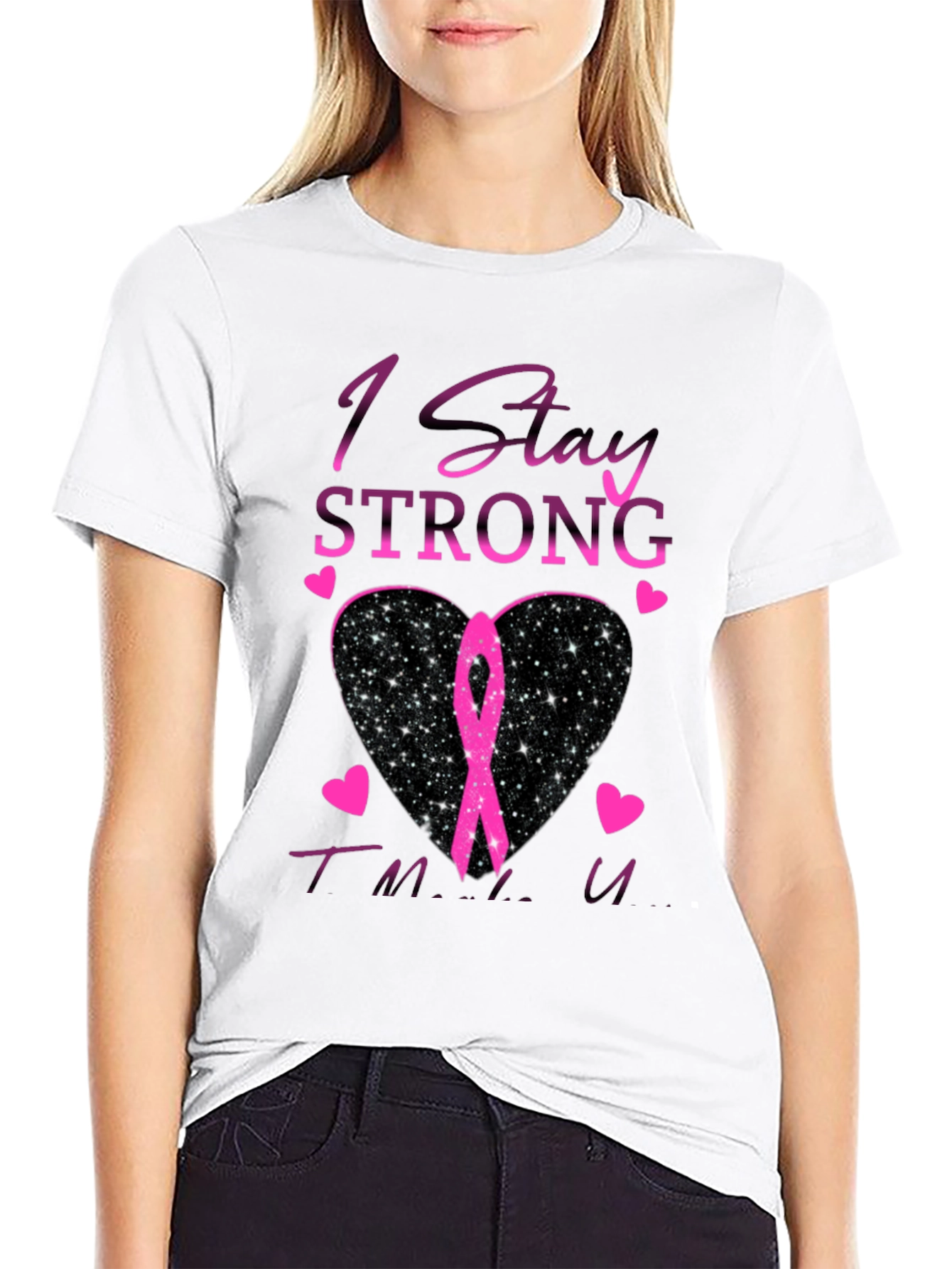 Stay Strong Breast Cancer Awareness Black T-Shirt