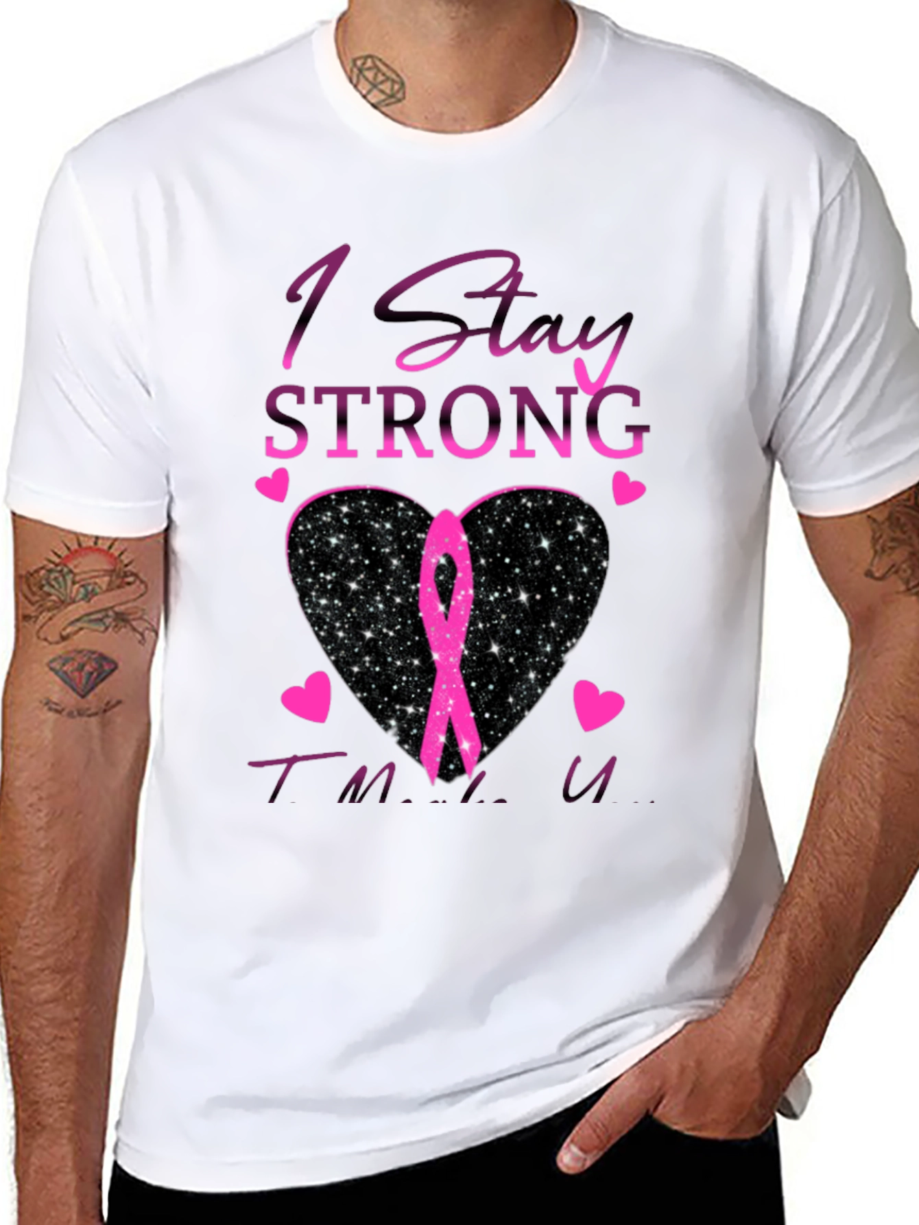 Stay Strong Breast Cancer Awareness Black T-Shirt