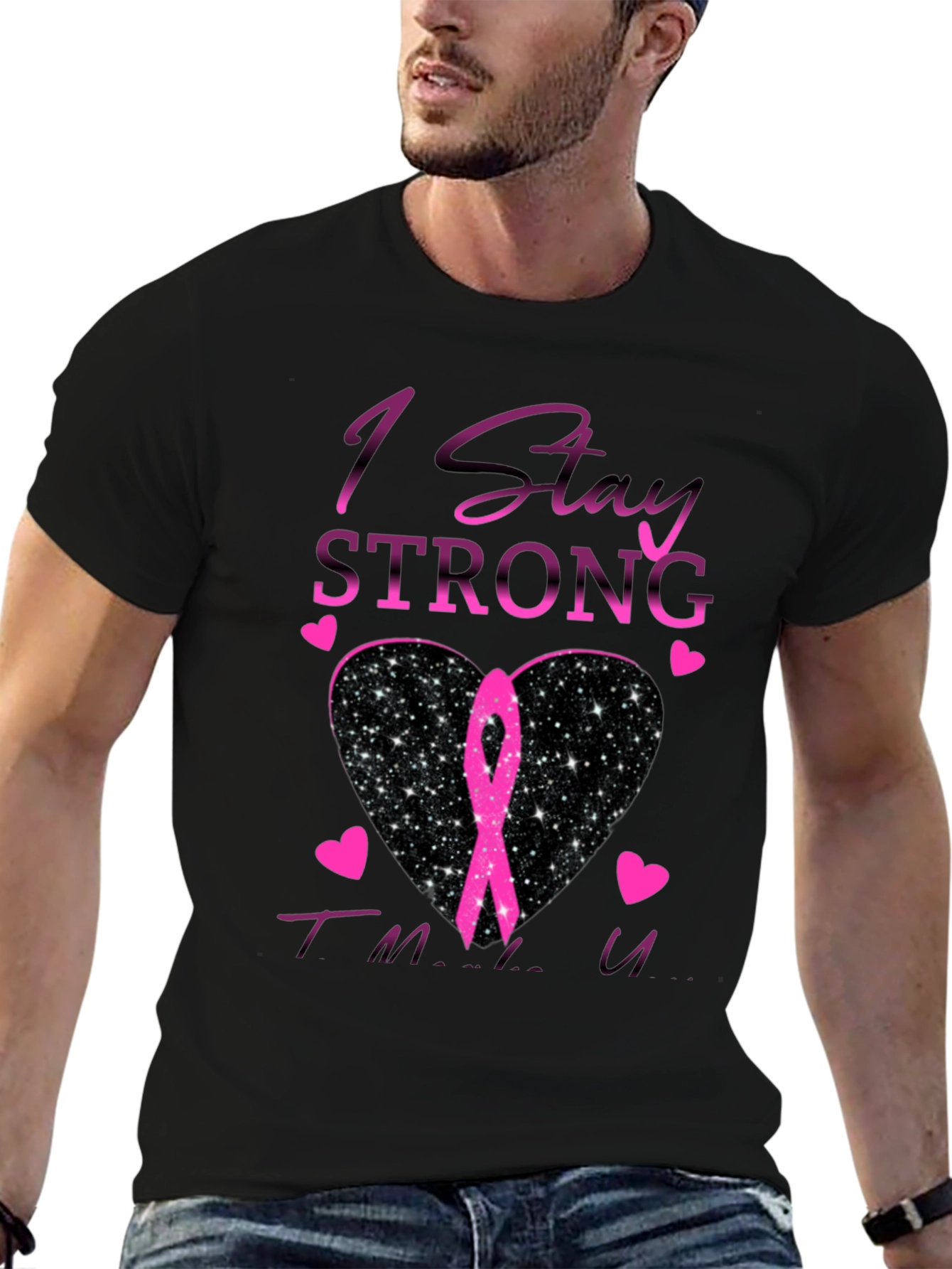 Stay Strong Breast Cancer Awareness Black T-Shirt