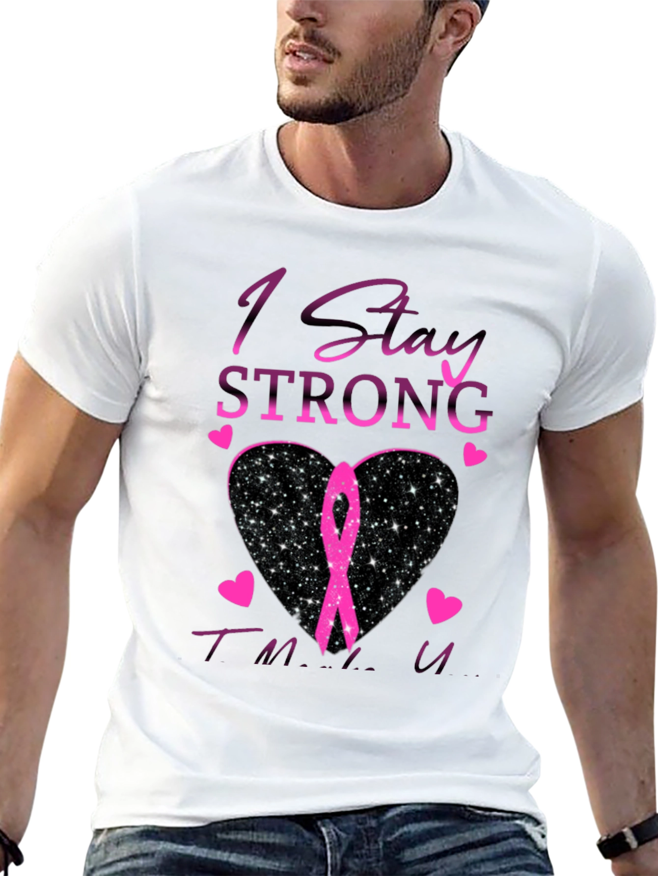 Stay Strong Breast Cancer Awareness Black T-Shirt