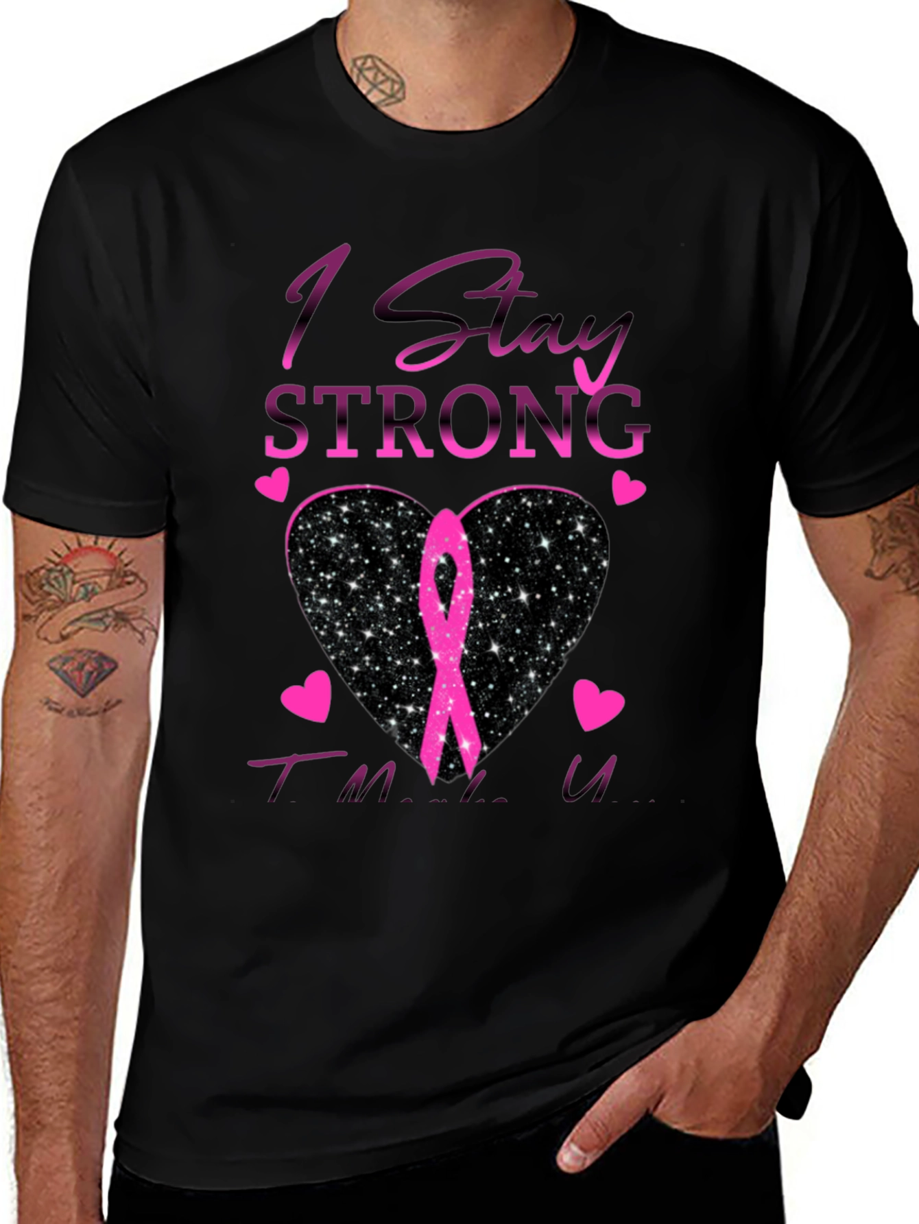 Stay Strong Breast Cancer Awareness Black T-Shirt