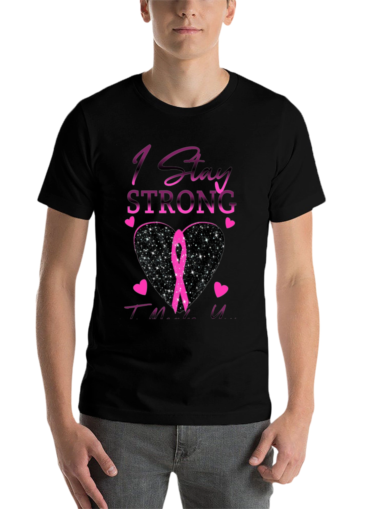 Stay Strong Breast Cancer Awareness Black T-Shirt