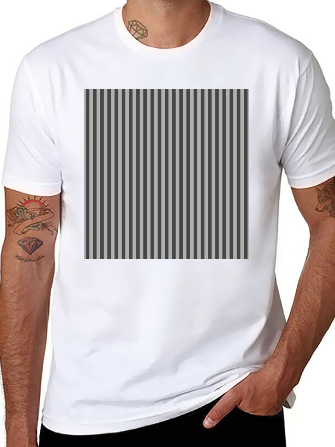 Striped Pattern Black T-Shirt