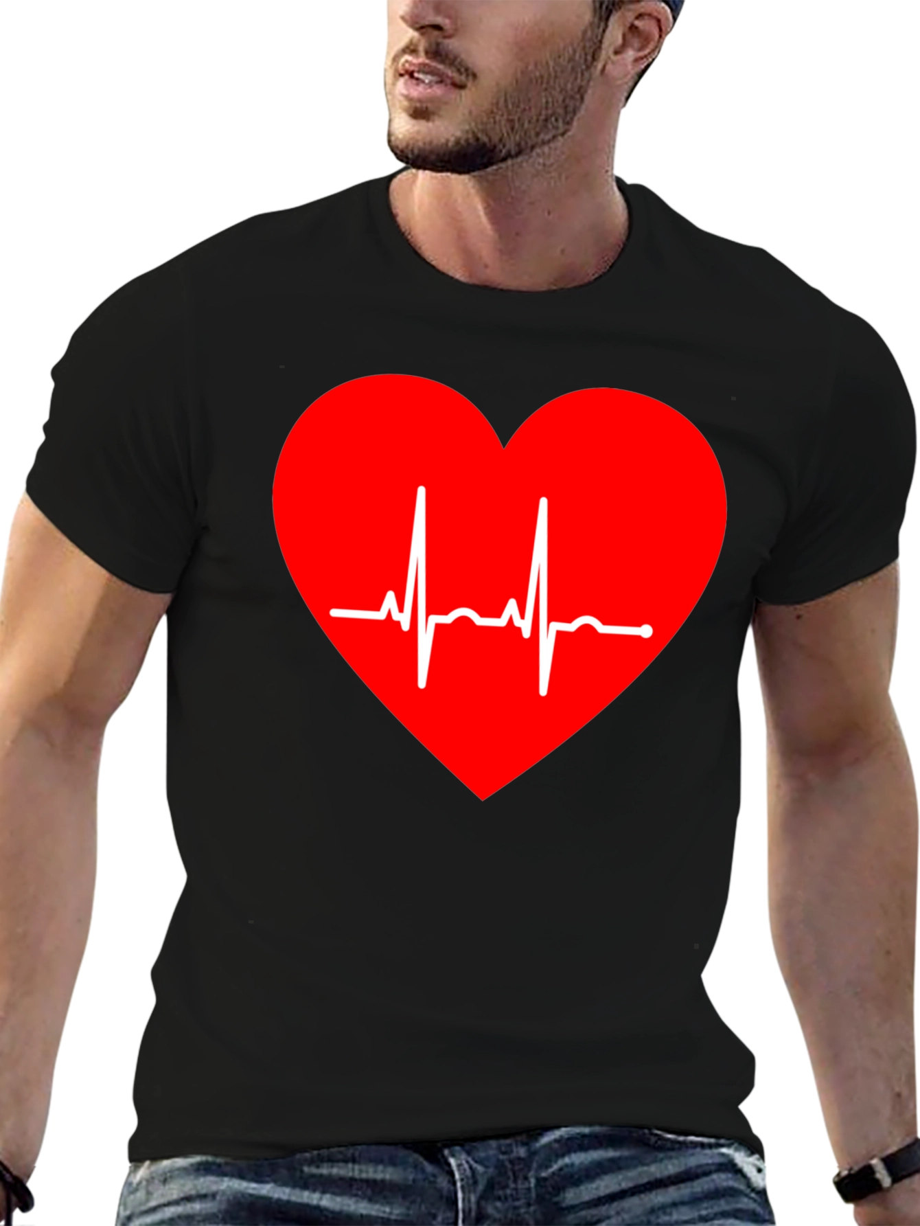 Heartbeat Heart Tee - Stylish Graphic T-Shirt
