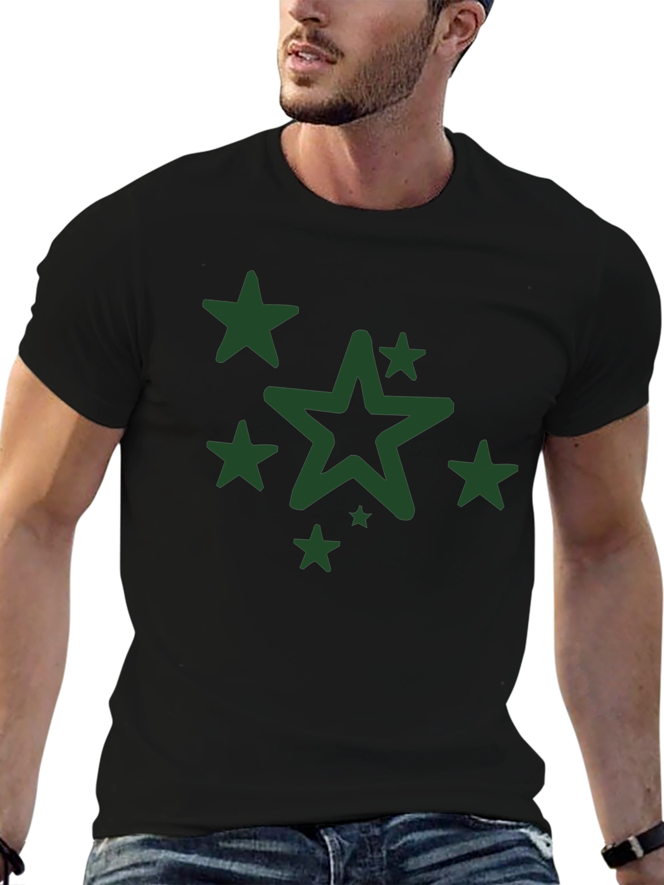 Star Graphic Print Mens Black T-Shirt