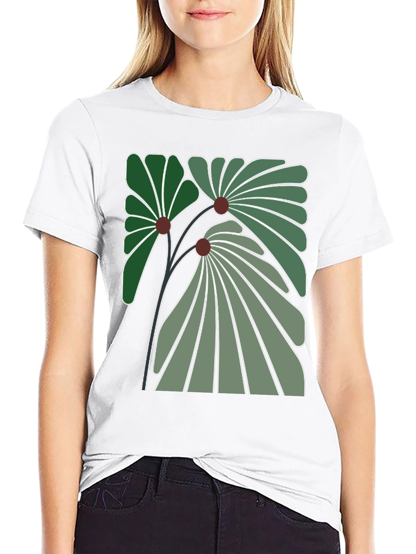 Floral Graphic Print Black Tee