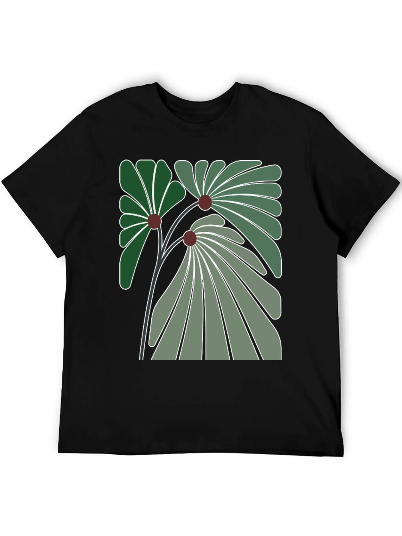 Floral Graphic Print Black Tee