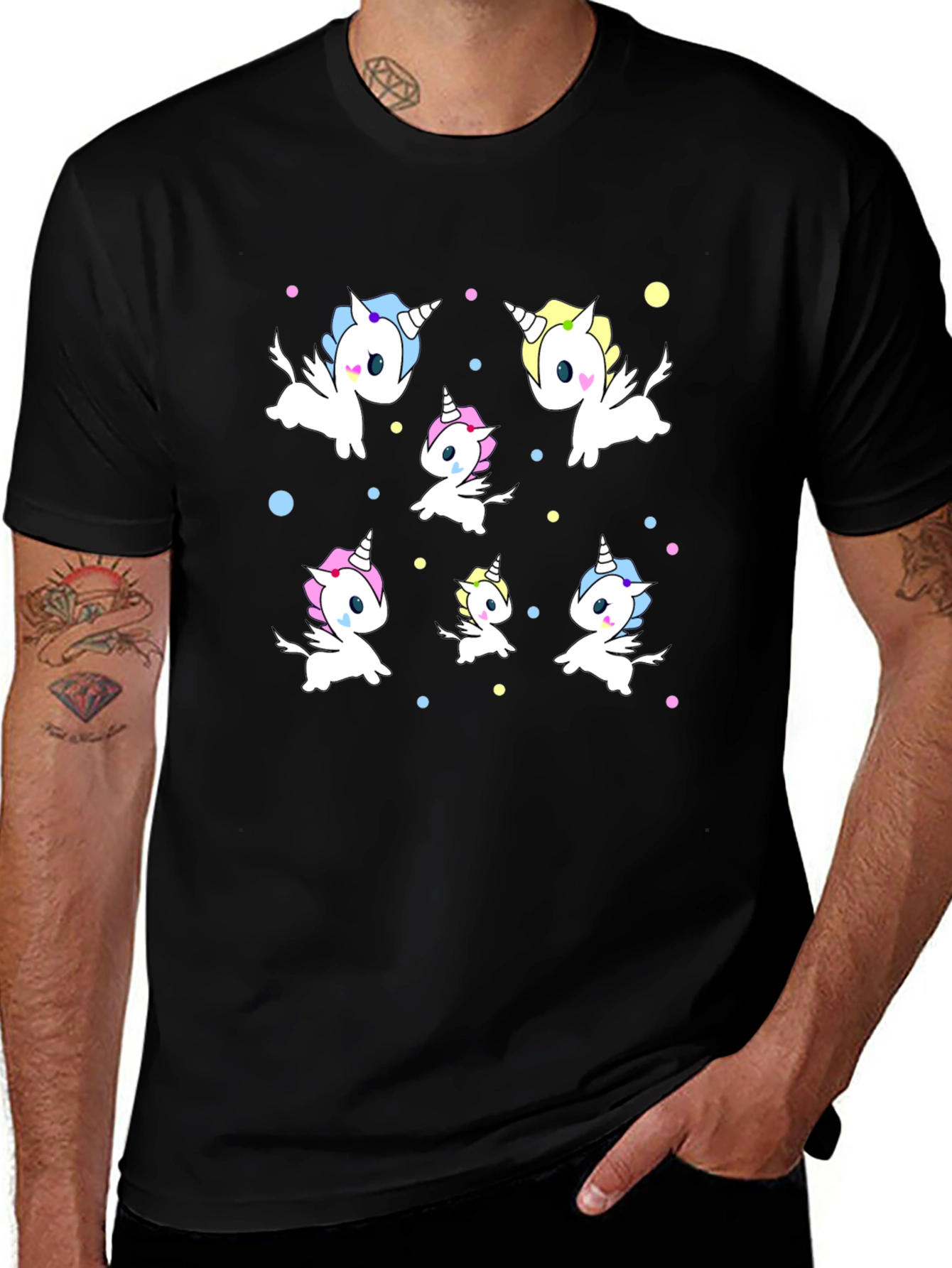 Unicorn Print Black Tee