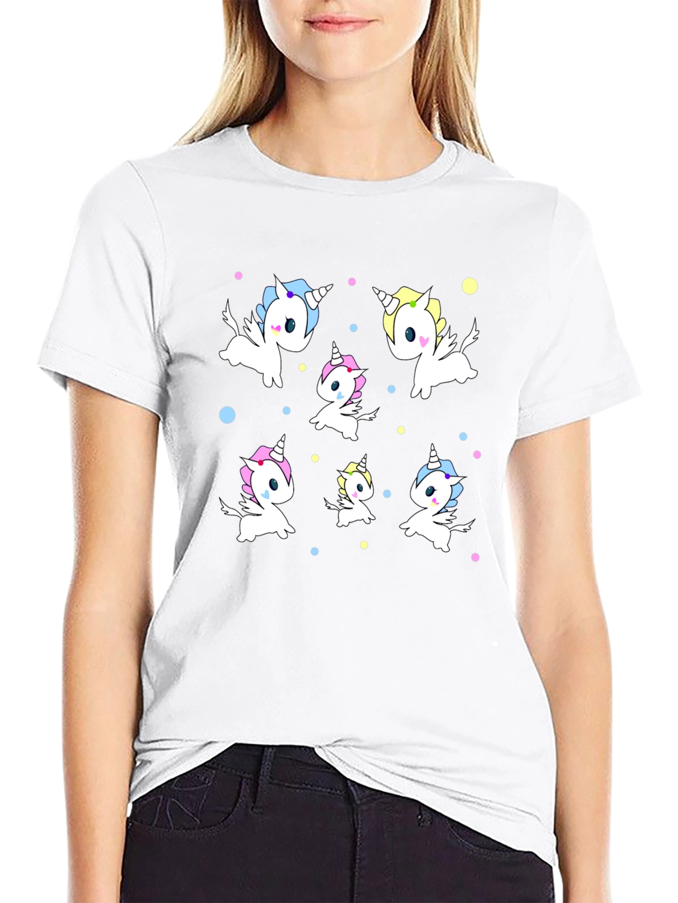 Unicorn Print Black Tee
