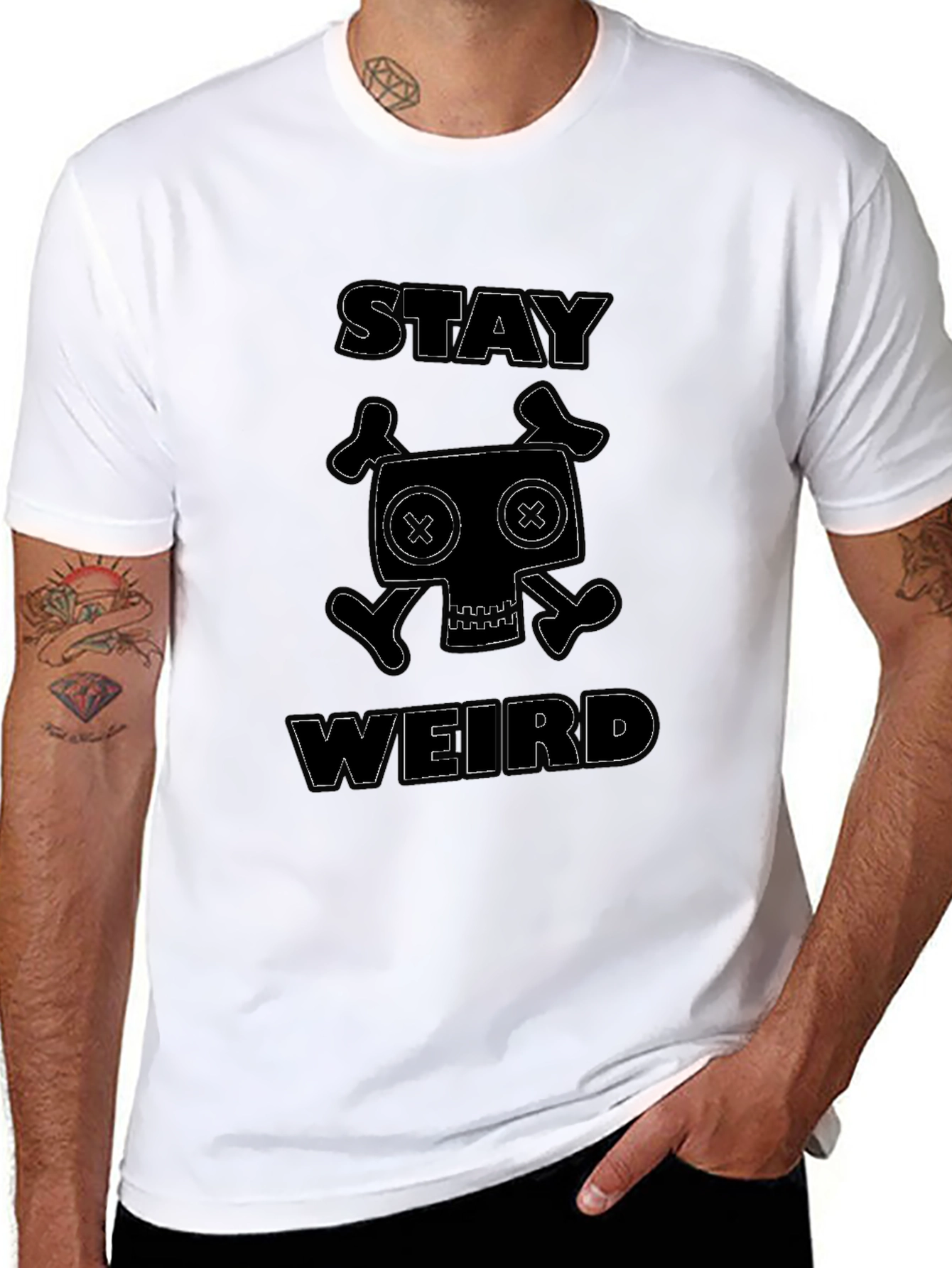 Stay Weird Black Graphic T-Shirt