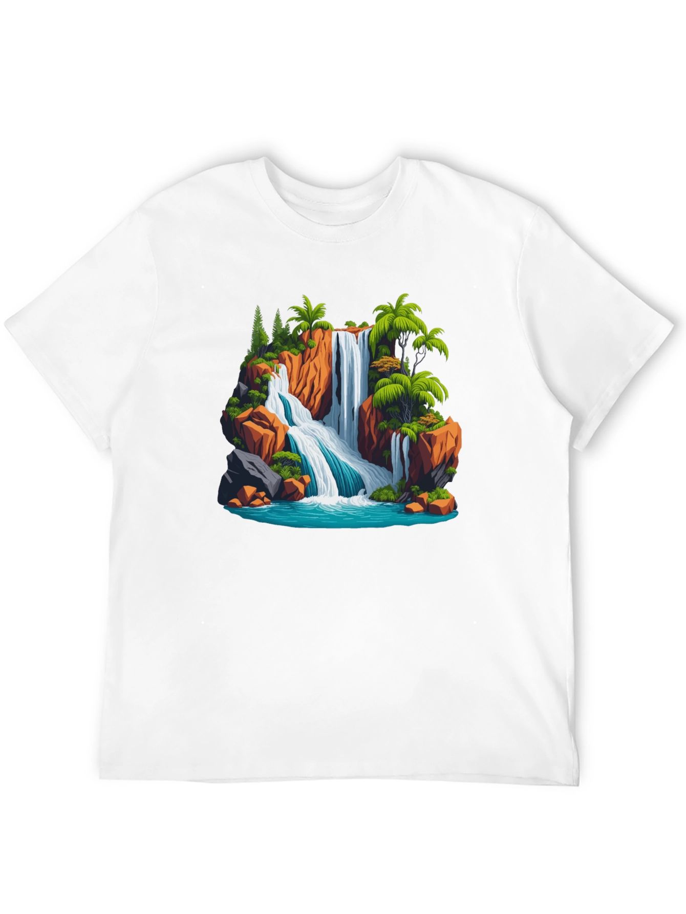 Waterfall Scene Graphic T-Shirt