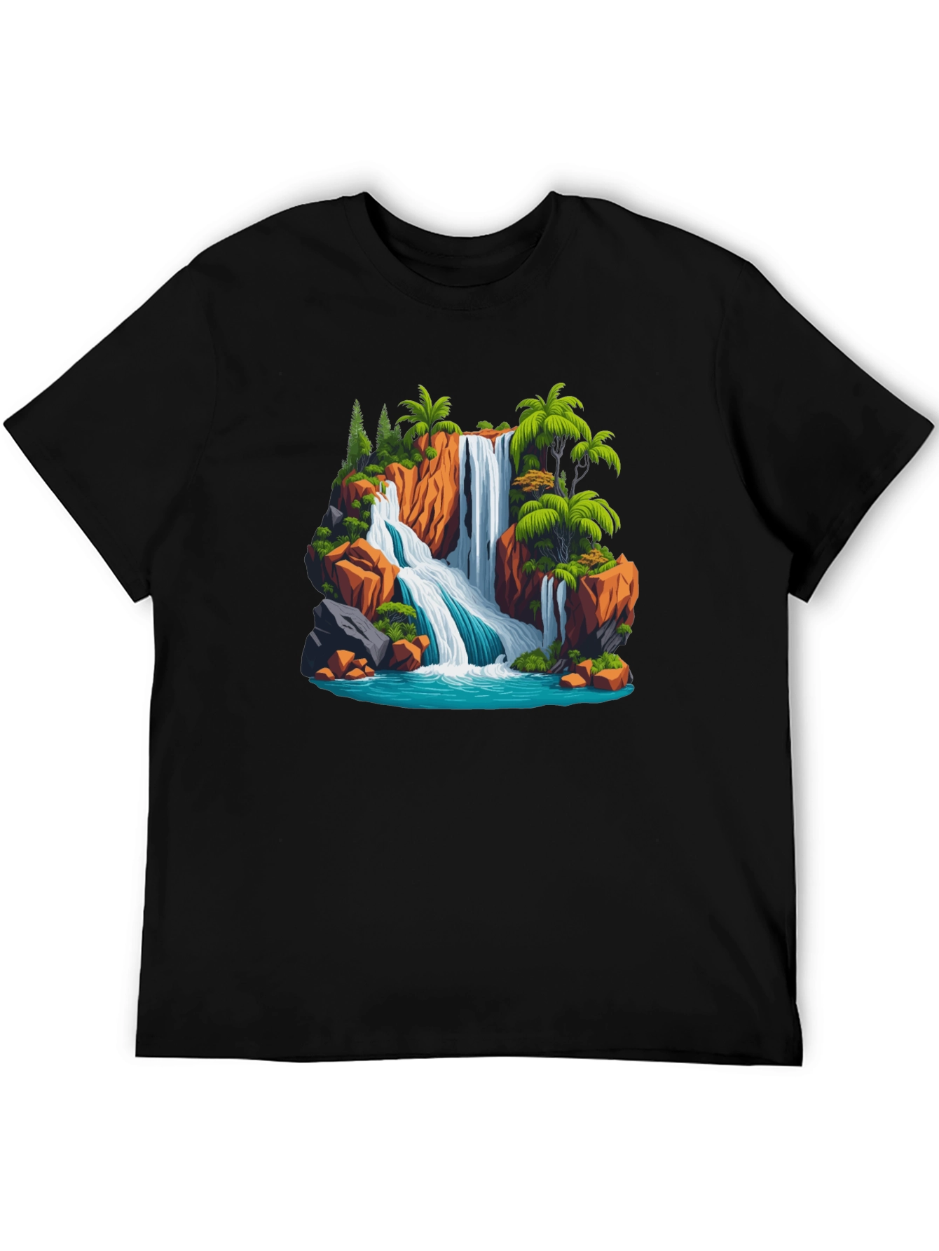 Waterfall Scene Graphic T-Shirt