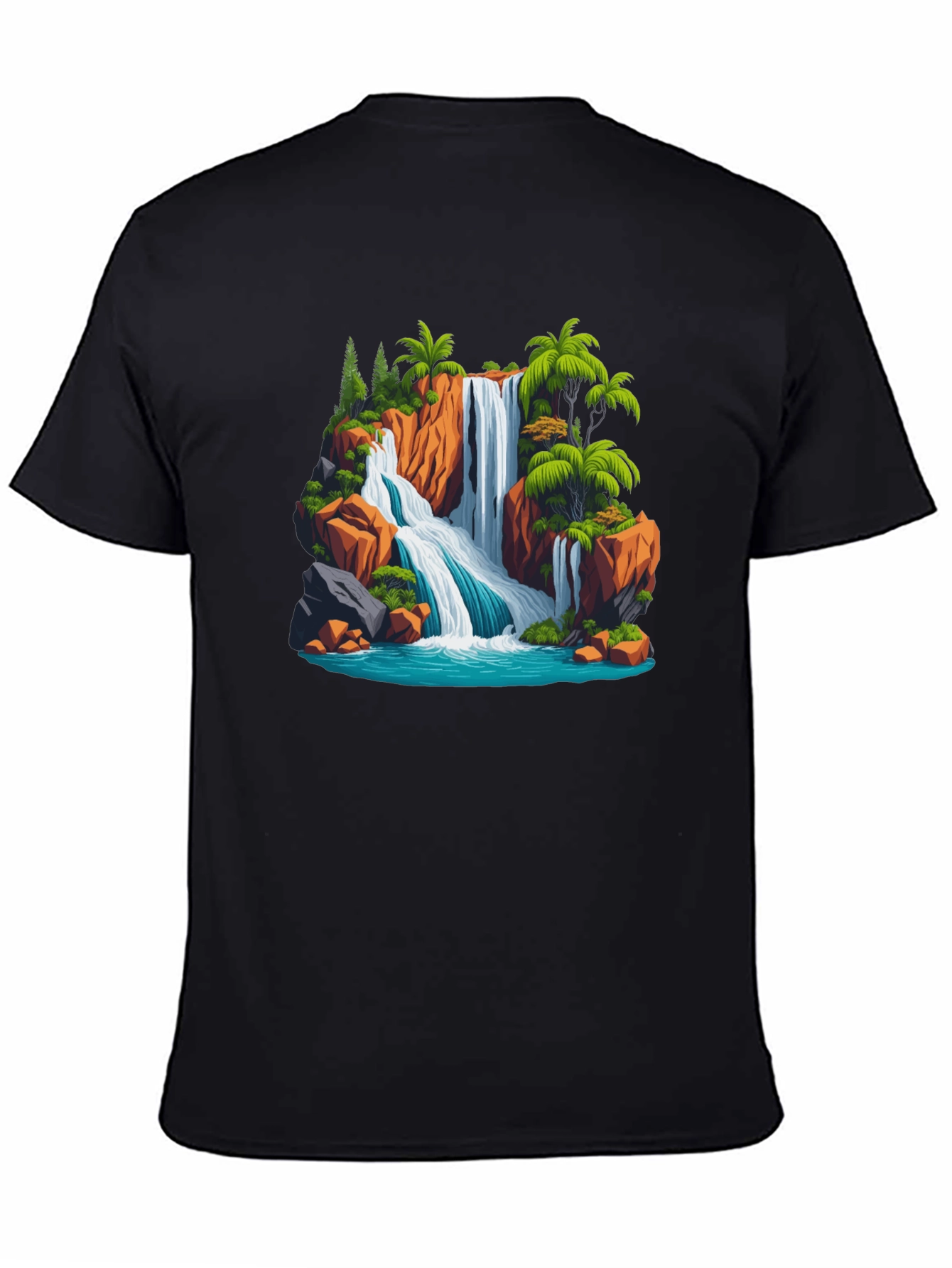 Waterfall Scene Graphic T-Shirt