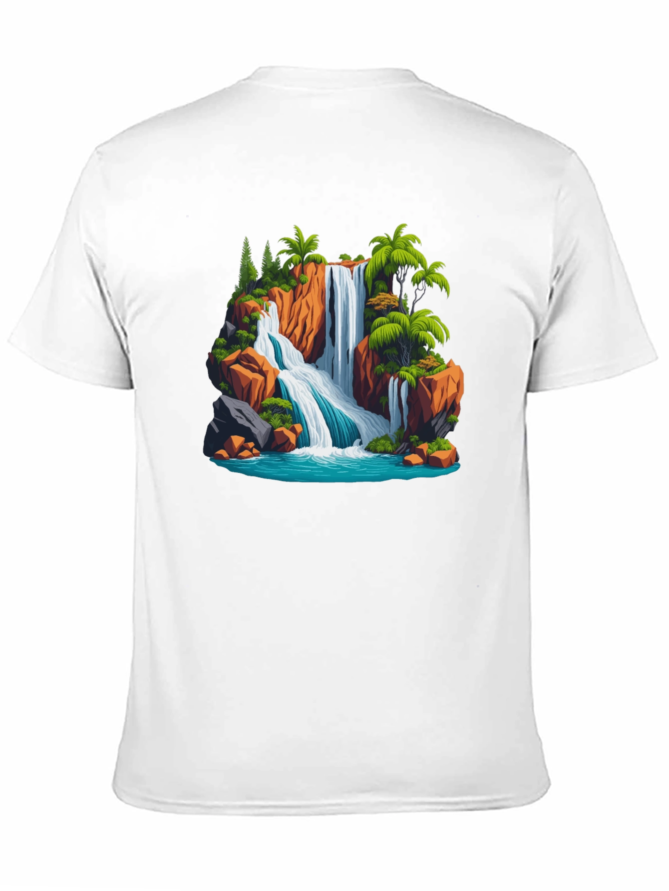 Waterfall Scene Graphic T-Shirt
