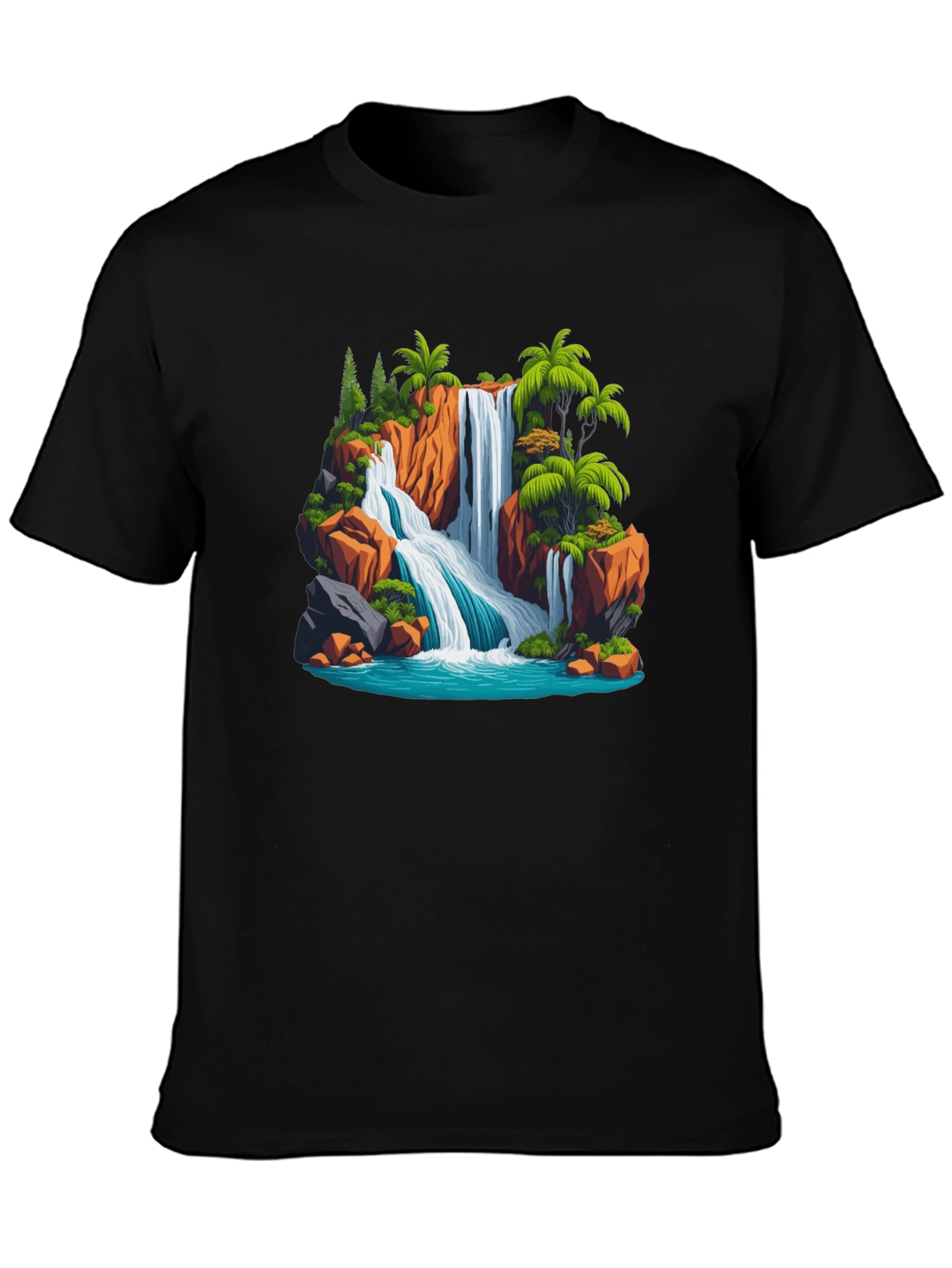 Waterfall Scene Graphic T-Shirt