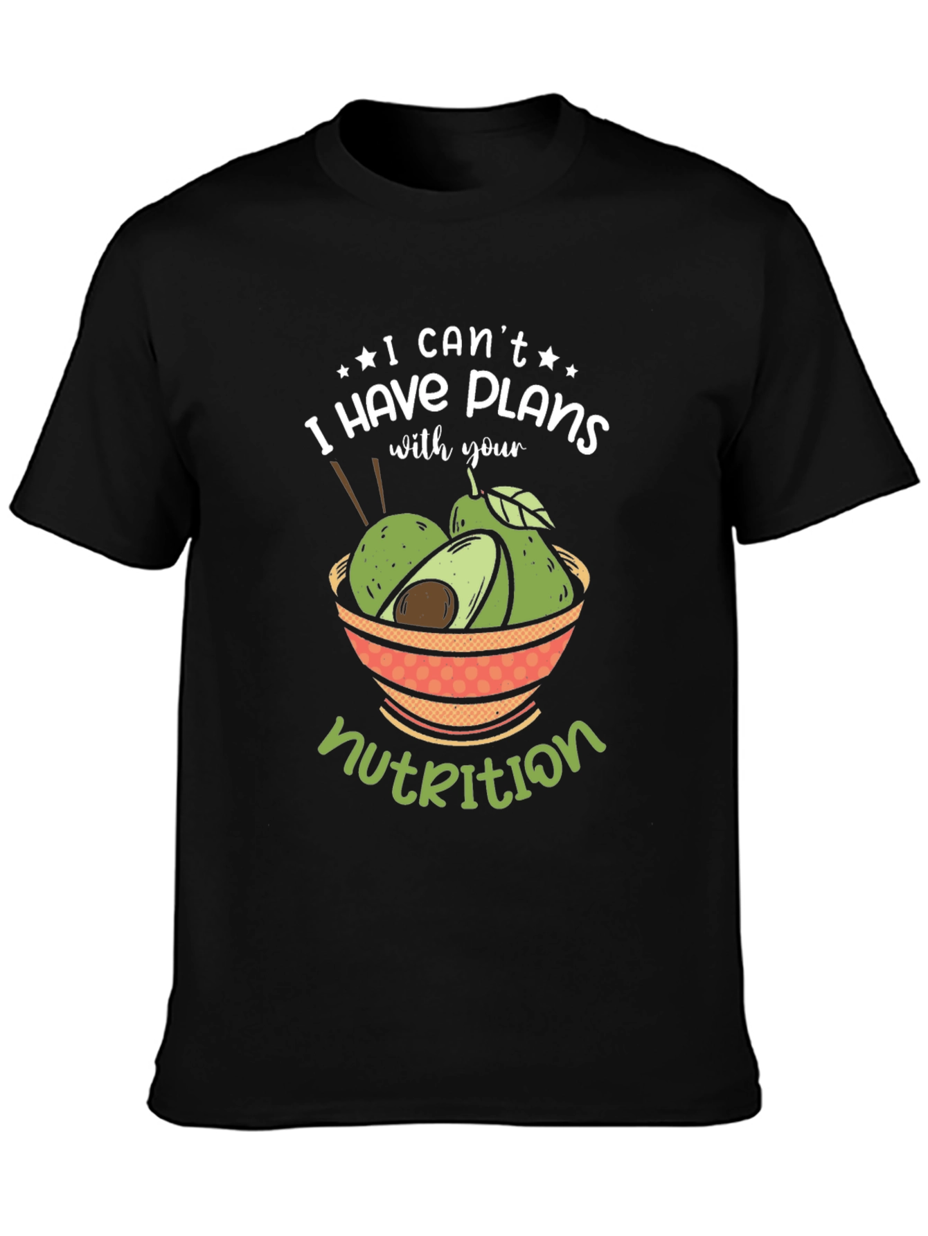 Funny Avocado Nutrition Plans Graphic T-Shirt