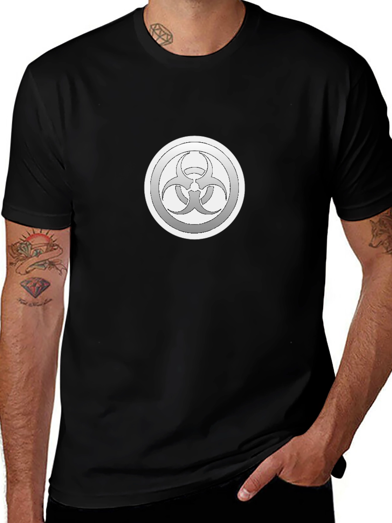 Biohazard Symbol Graphic Tee - Black