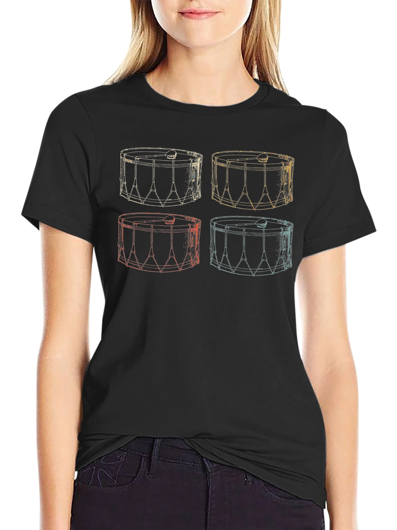 Retro Drums Graphic Tee - Musician Style
