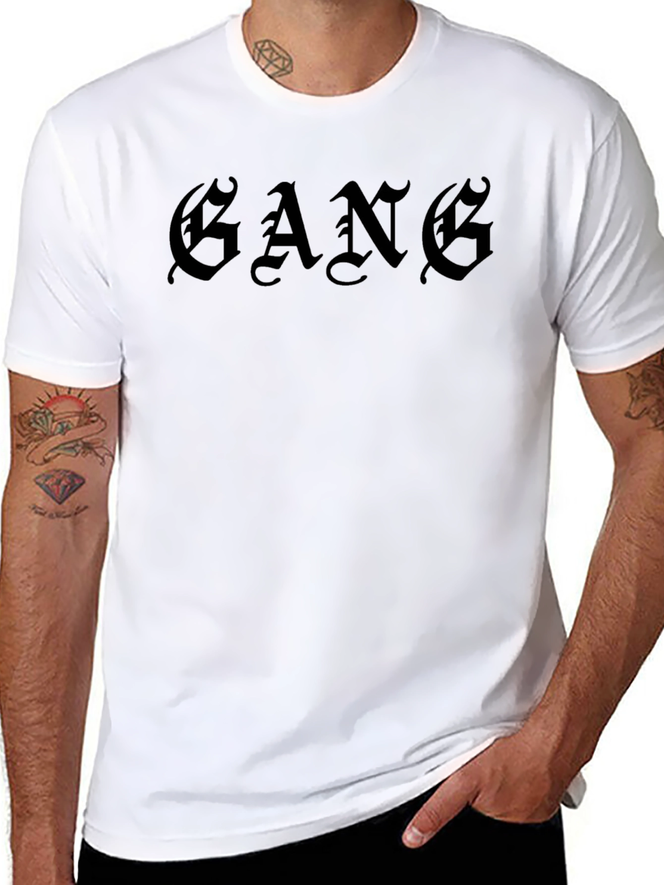 GANG Graphic Print Black T-Shirt
