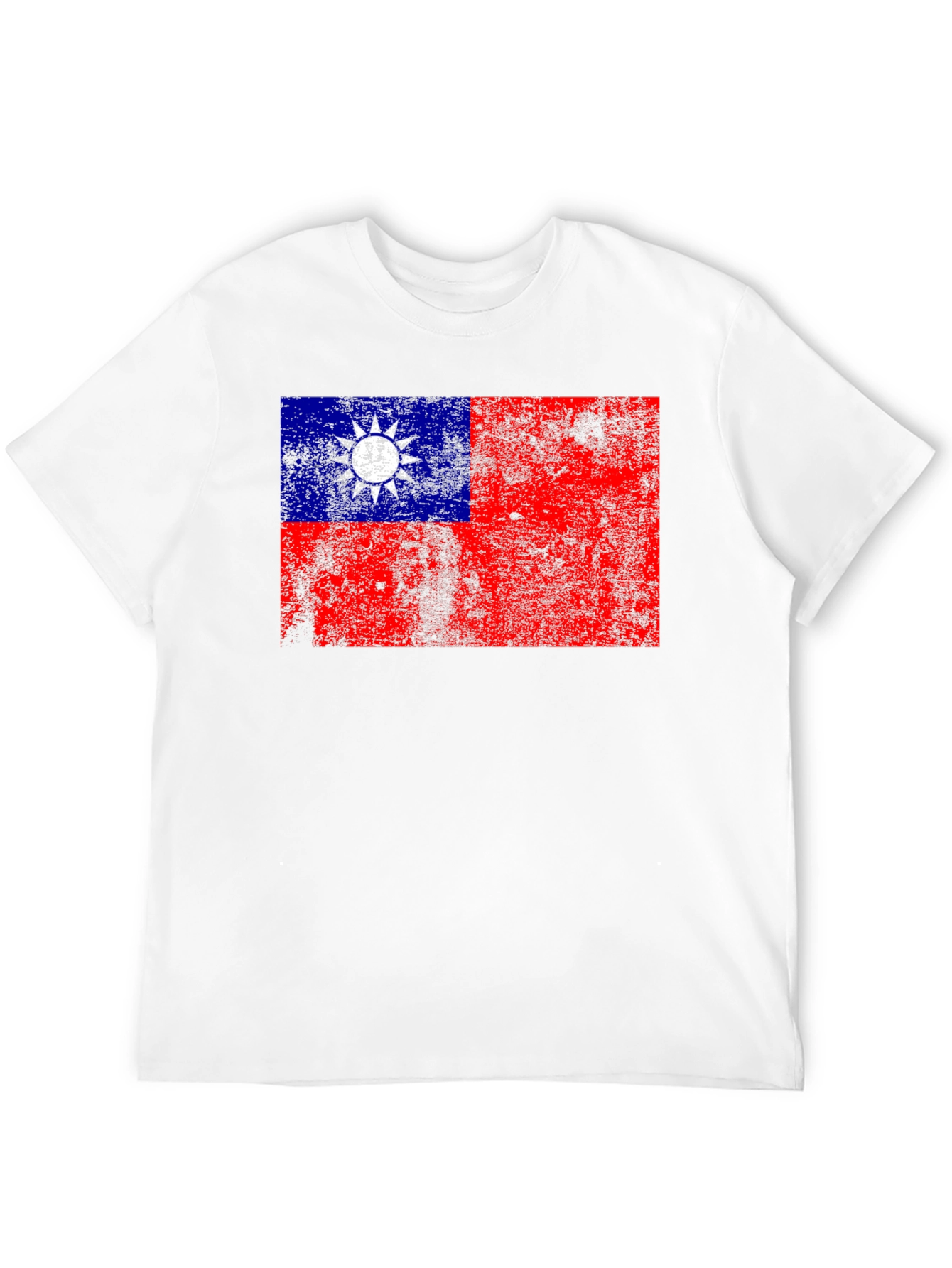 Distressed Taiwan Flag Graphic Tee - Black