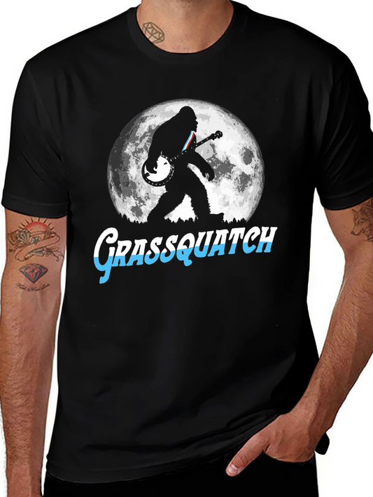 Grassquatch Banjo Moon Black T-Shirt
