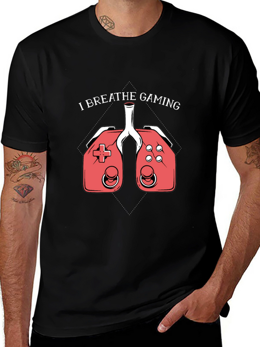 I Breathe Gaming Graphic Tee - Gamer Lung T-Shirt