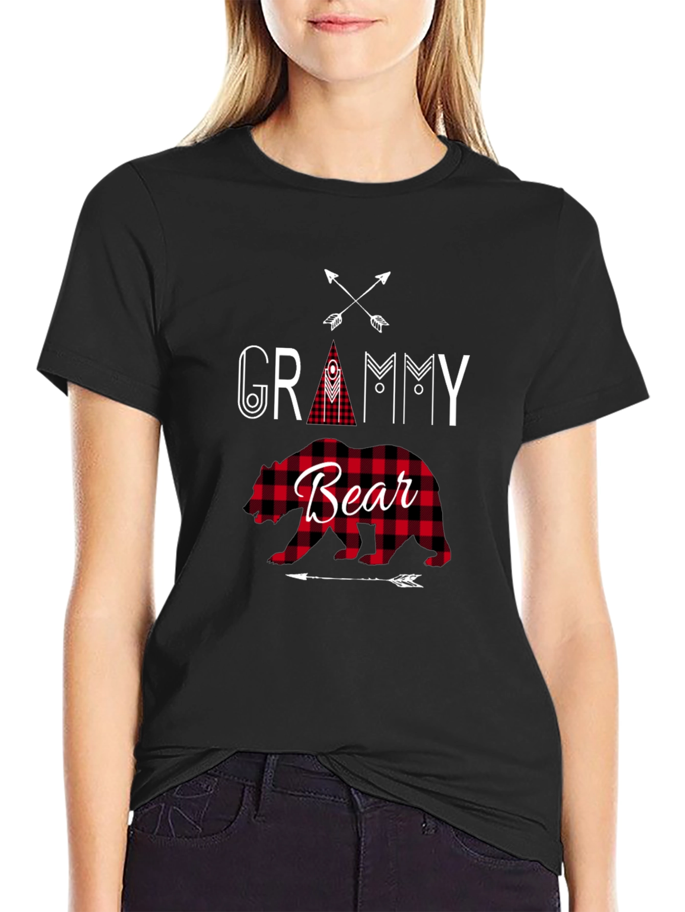 Grammy Bear Plaid Graphic Tee
