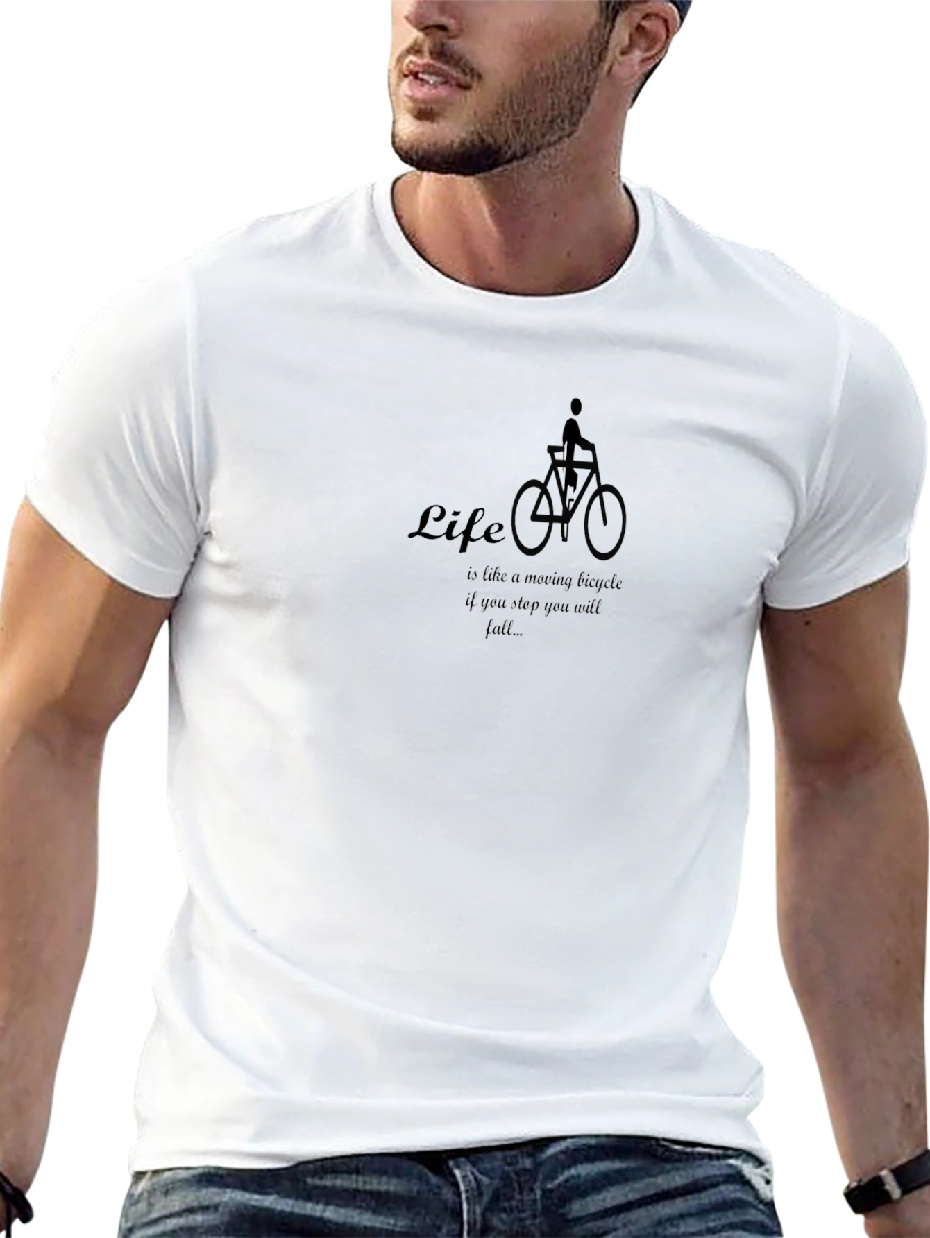 Life is Like Riding Bicycle Black T-Shirt