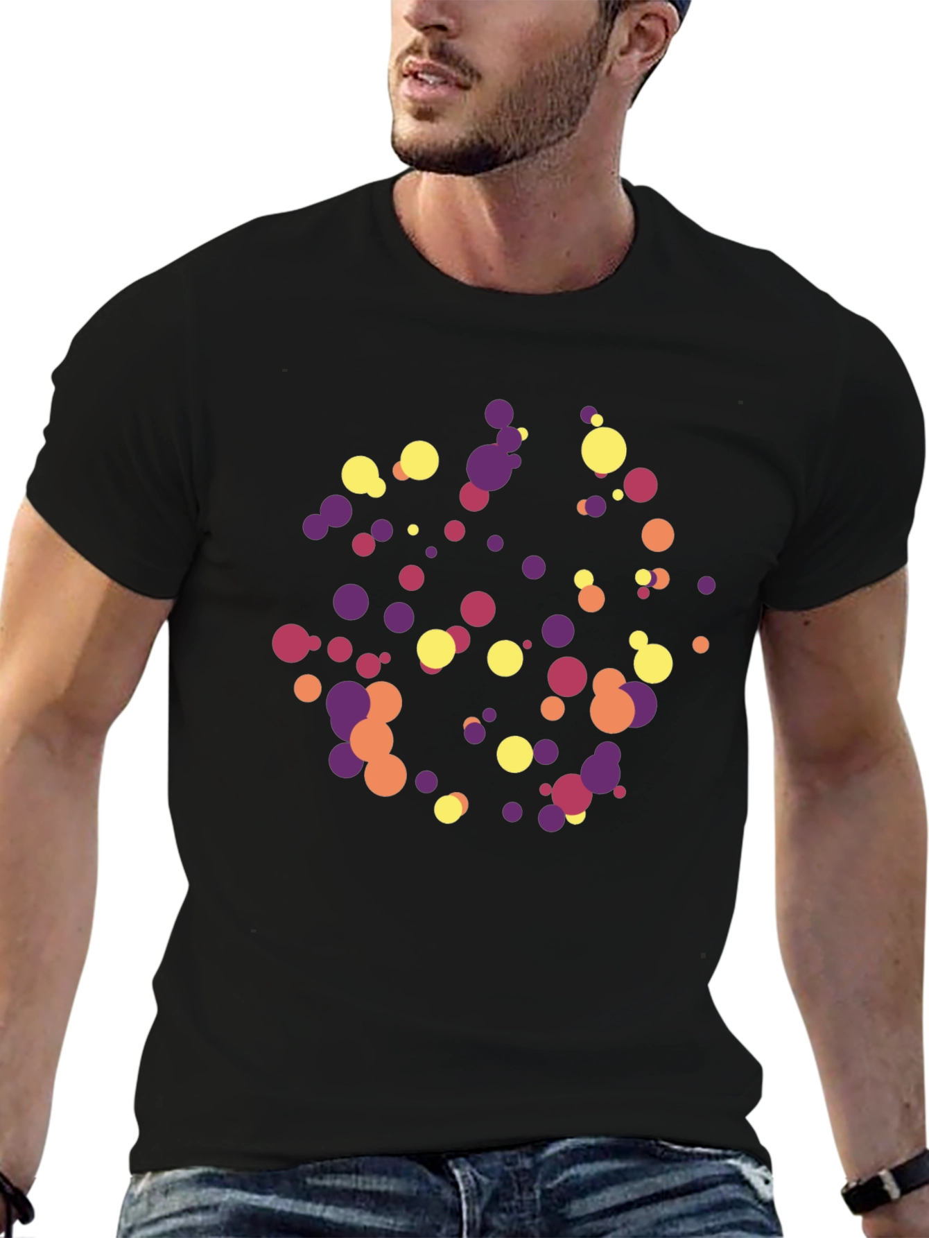 Abstract Dot Pattern Black Tee