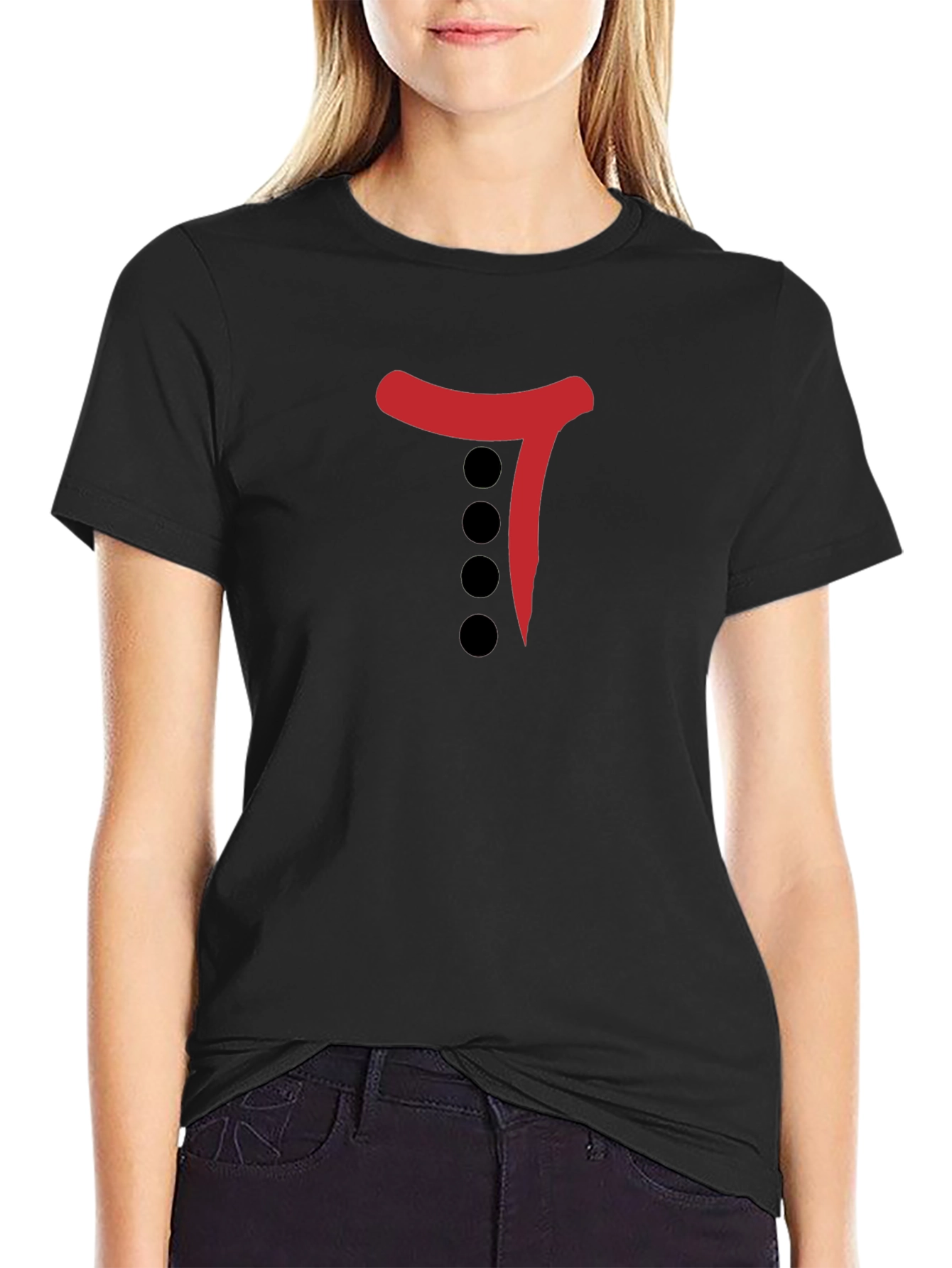 Black T-Shirt with Red & Black Graphic Print