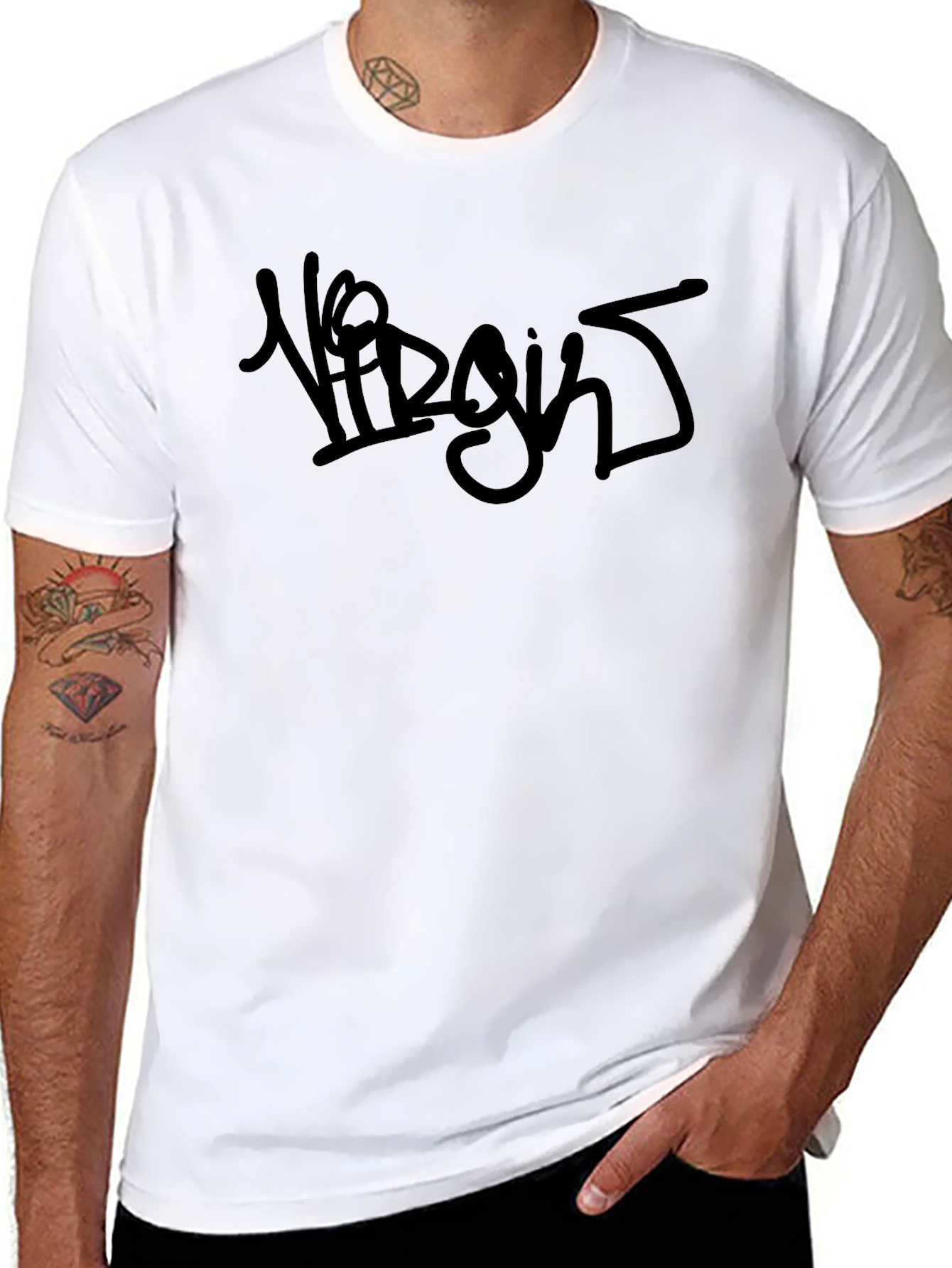 Black Virgin T-Shirt - Graffiti Style Print