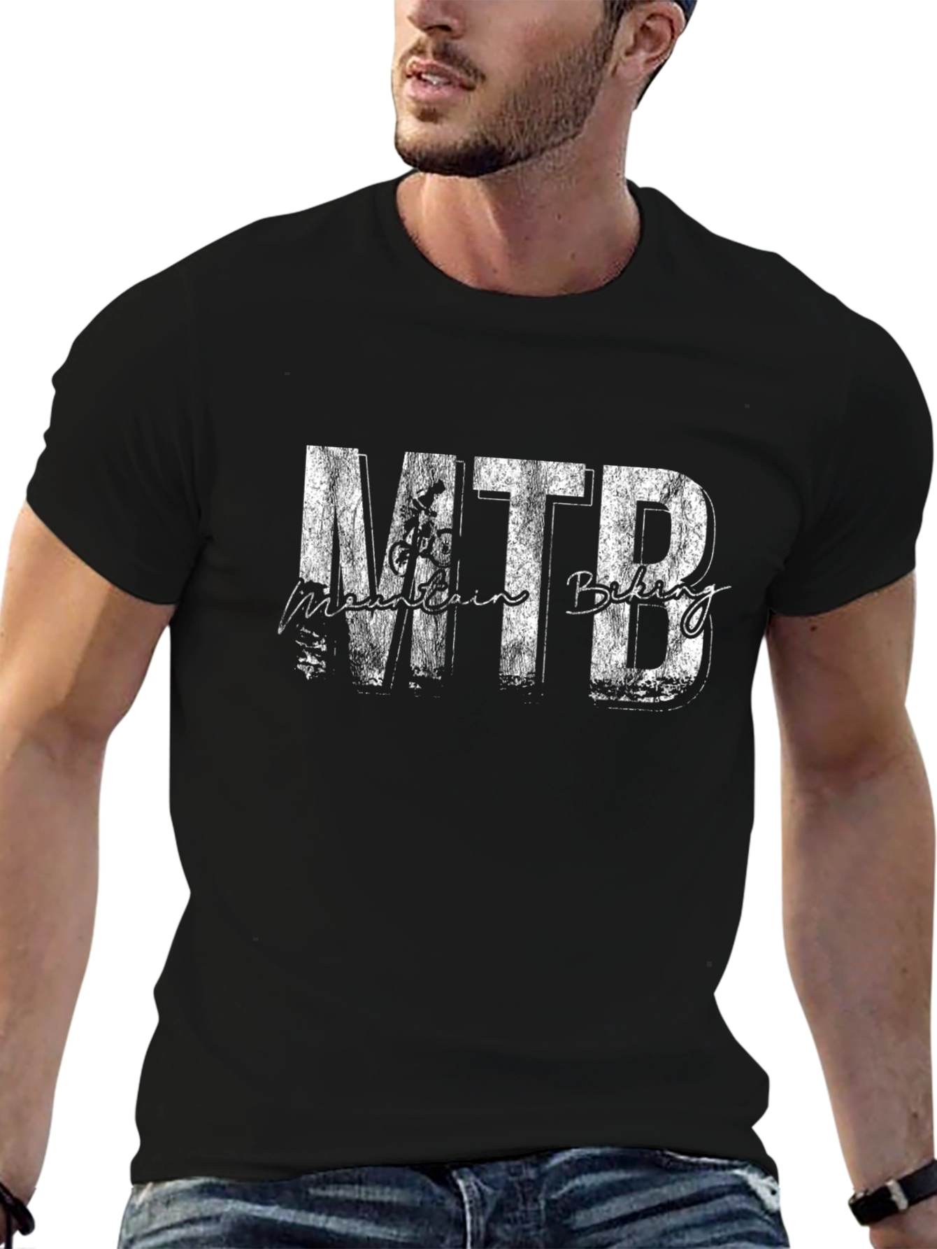 MTB Mountain Biking Graphic Tee - Black
