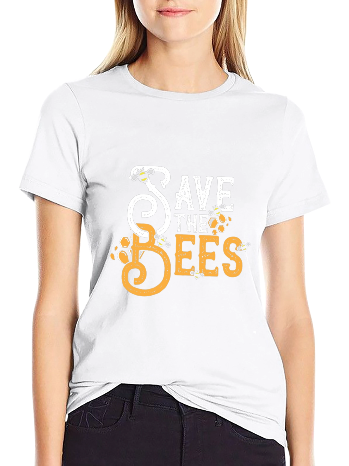 Save the Bees Graphic Tee - Black Cotton T-Shirt