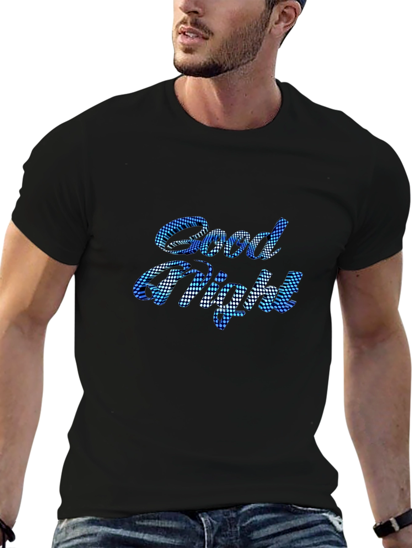 Good Night Graphic Print Black T-Shirt