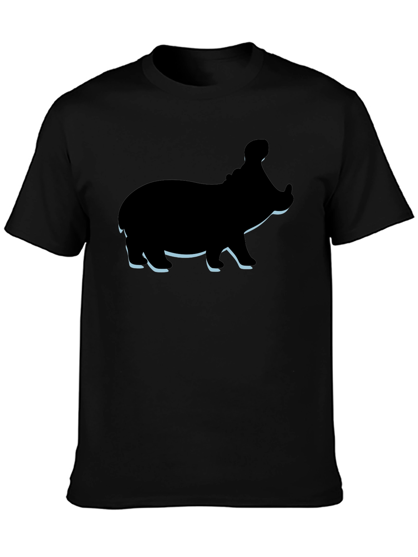 Hippo Graphic Tee - Black Cotton Casual T-Shirt