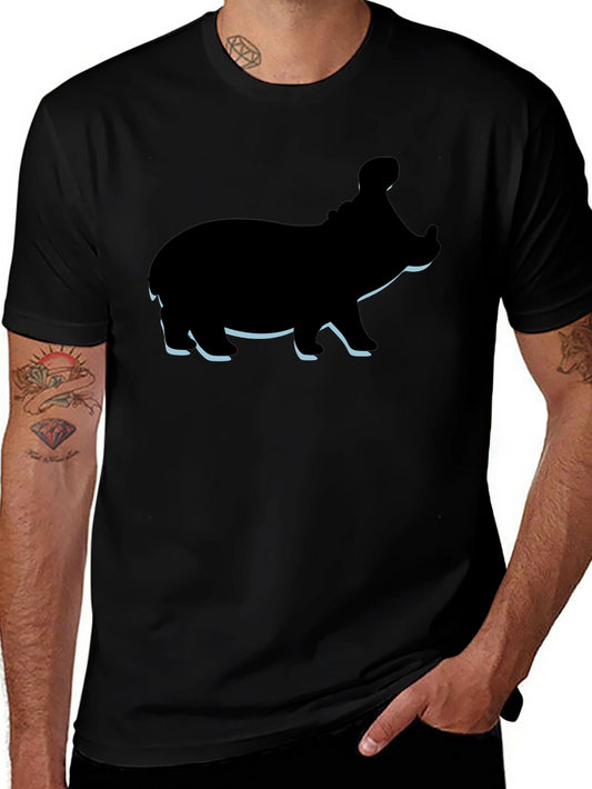 Hippo Graphic Tee - Black Cotton Casual T-Shirt
