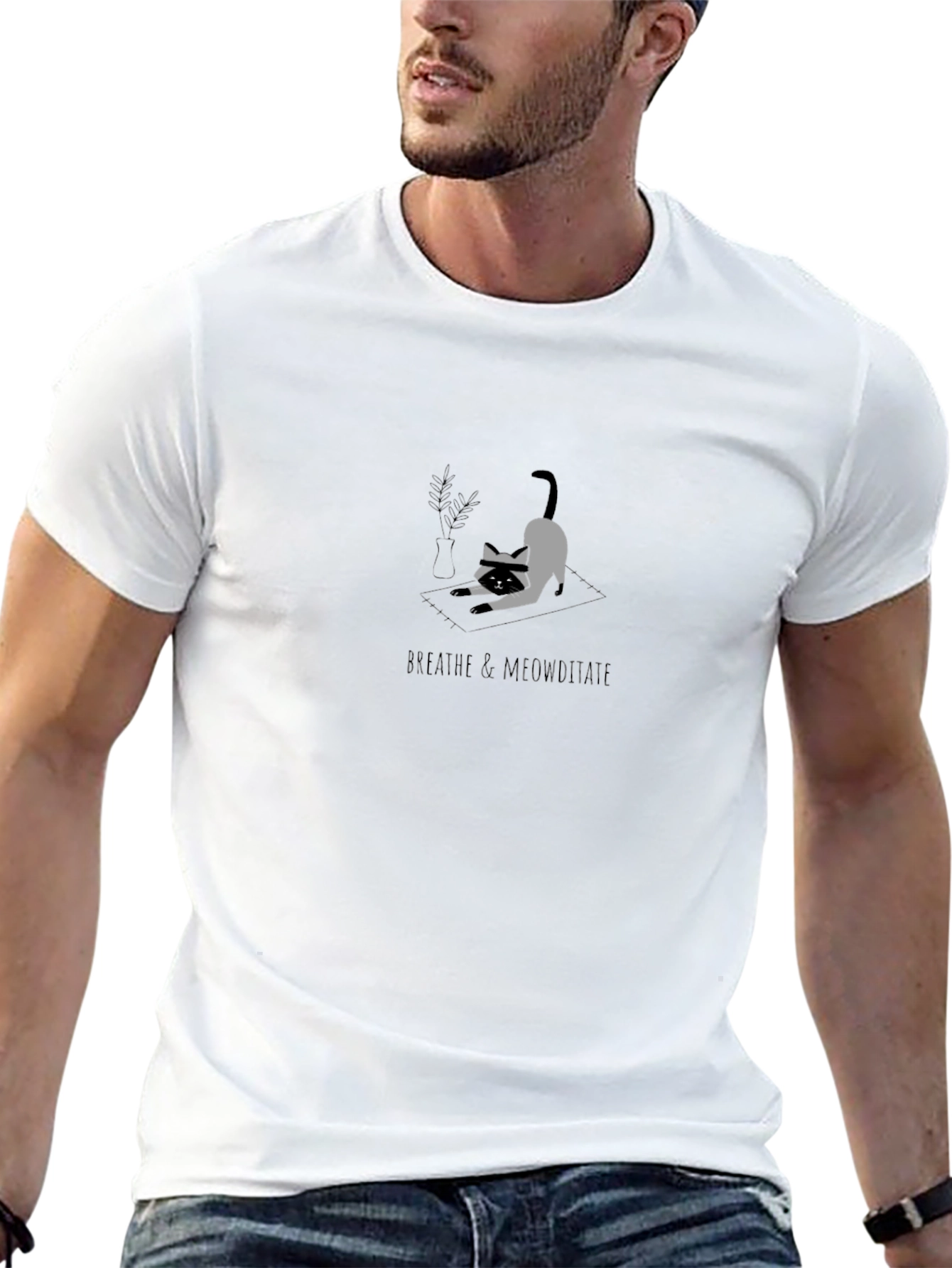 Breathe & Meowditate Black T-Shirt