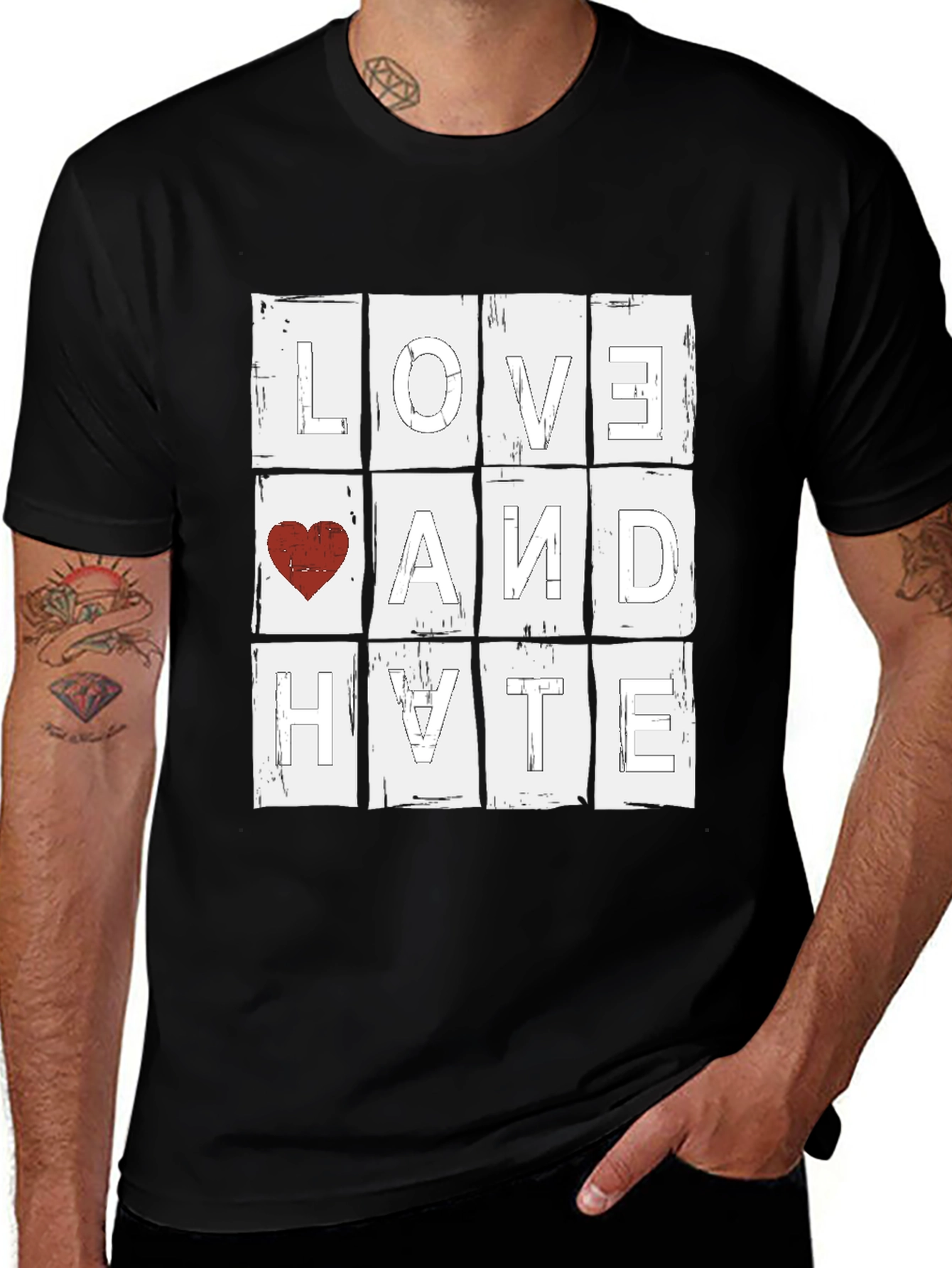 Love & Hate Graphic Tee - Unisex Black T-Shirt