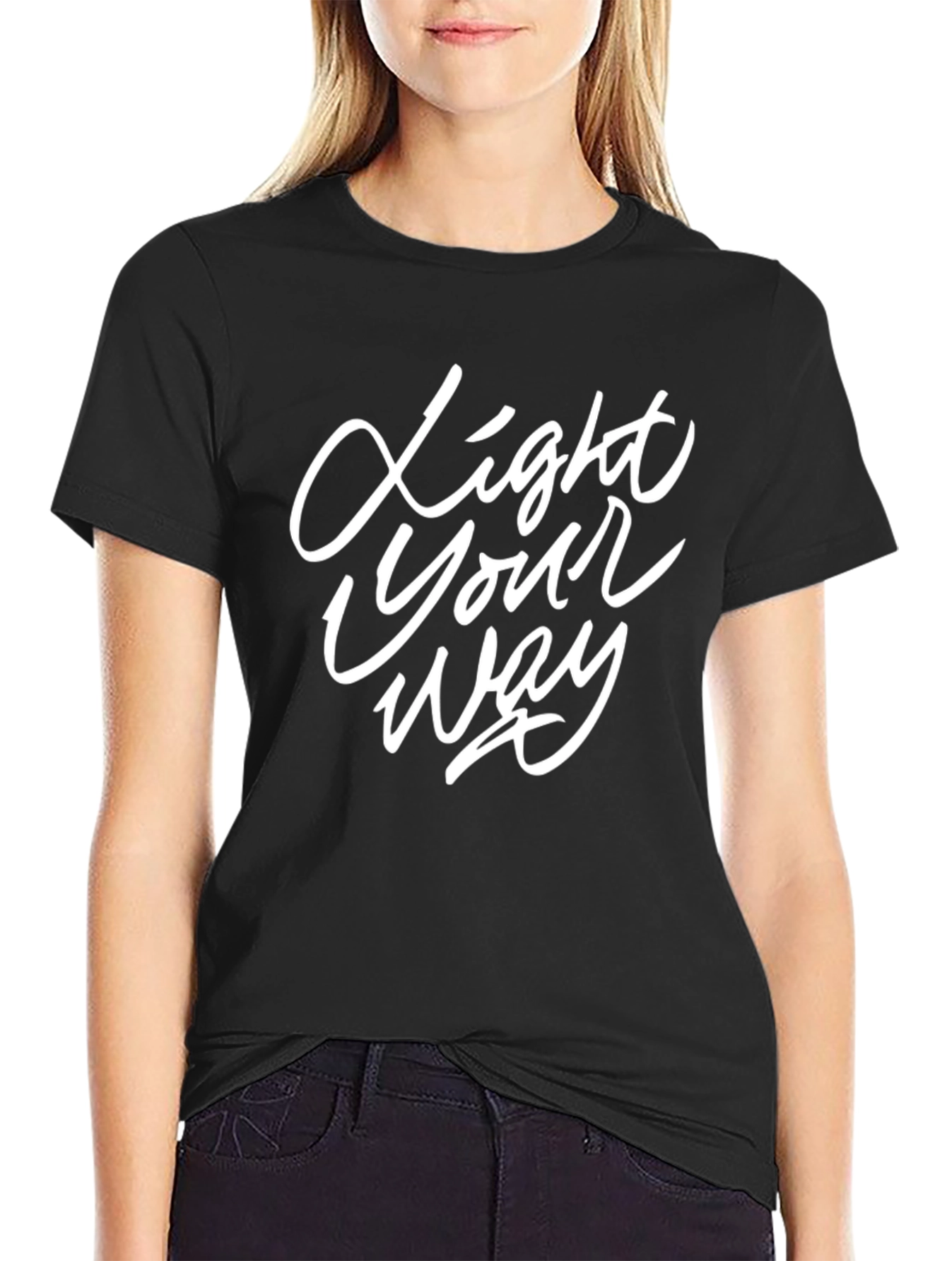 Light Your Way Graphic Tee - Stylish Black T-Shirt