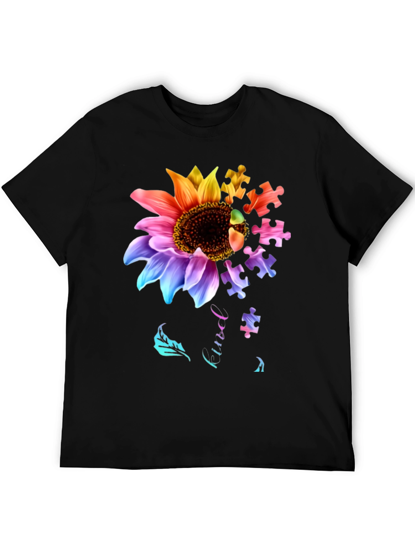 Sunflower Autism Awareness Puzzle Piece T-Shirt