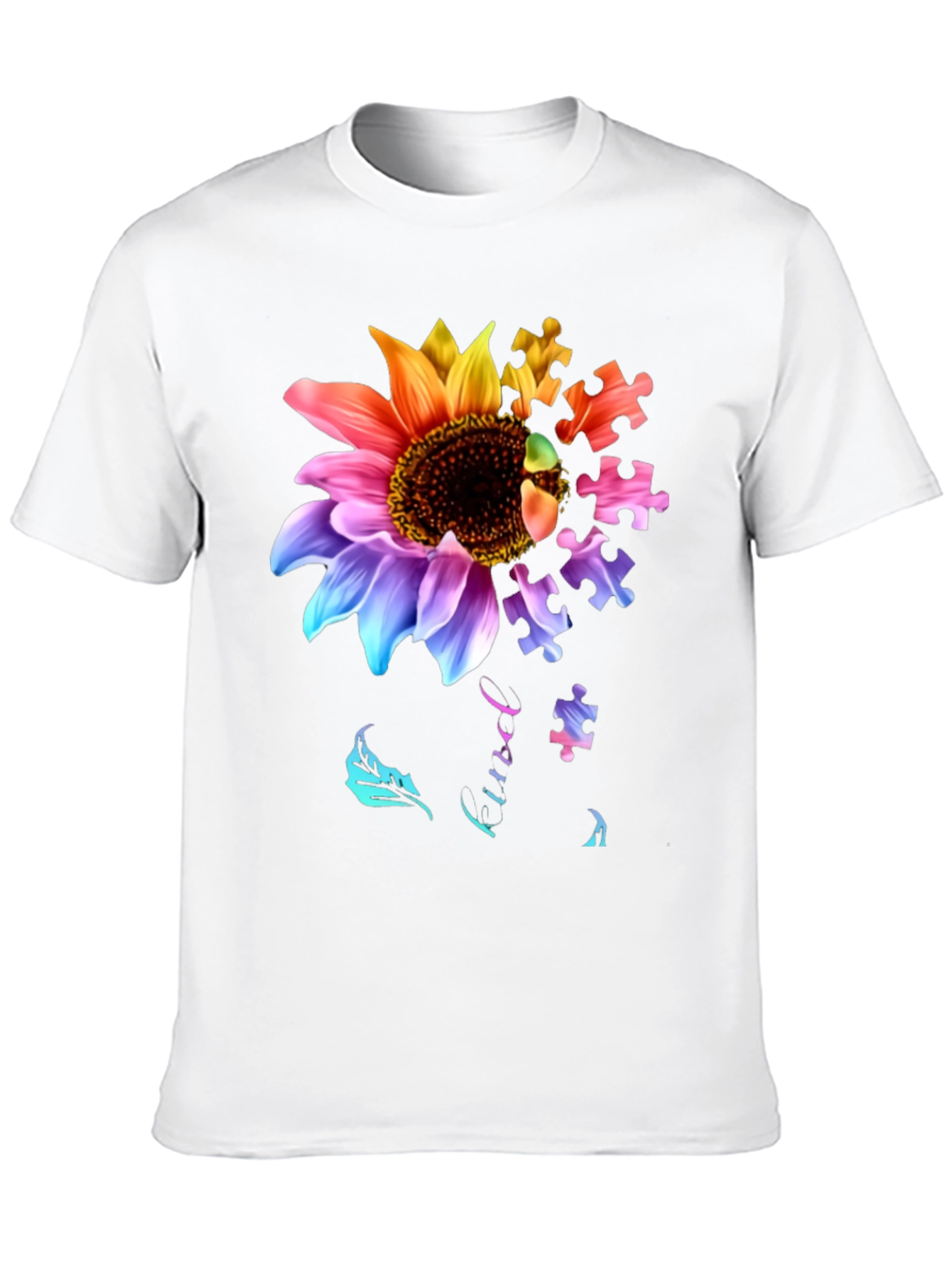 Sunflower Autism Awareness Puzzle Piece T-Shirt