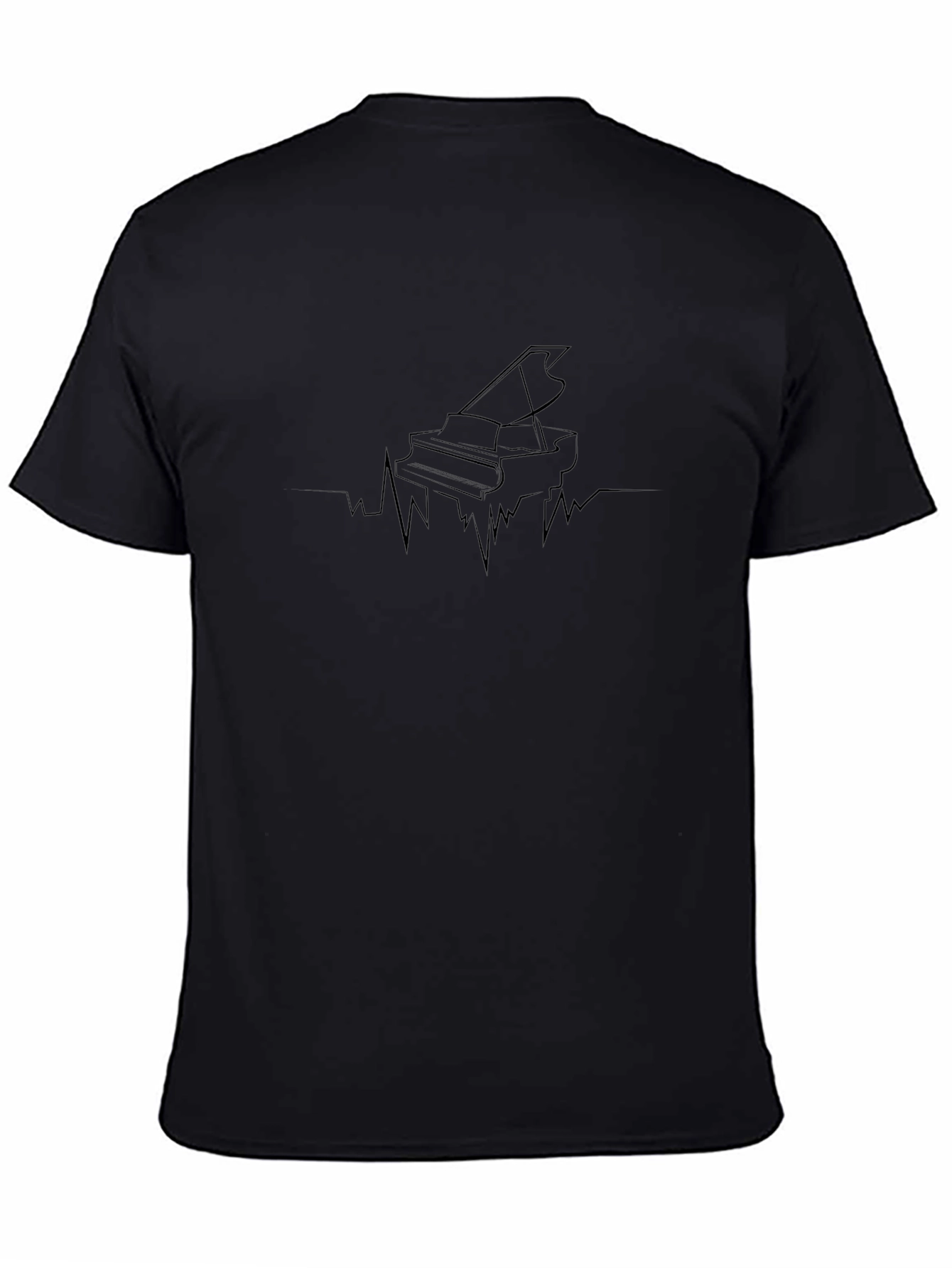 Piano Heartbeat Graphic Tee - Black