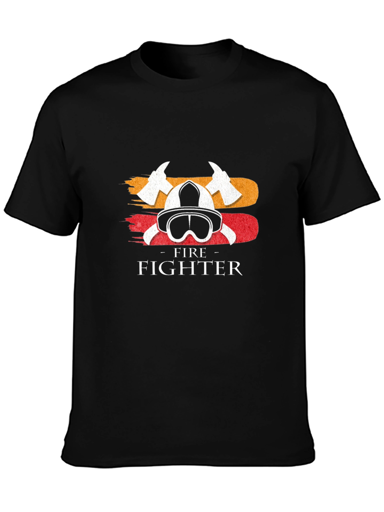 Firefighter Helmet & Axe T-Shirt - Black Cotton Tee