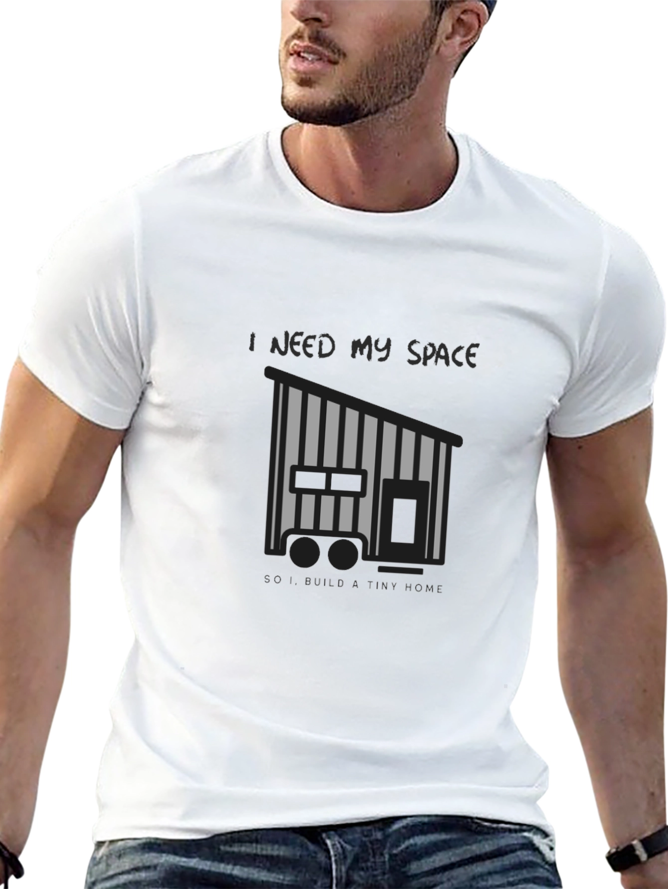 I Need My Space Tiny Home Black T-Shirt