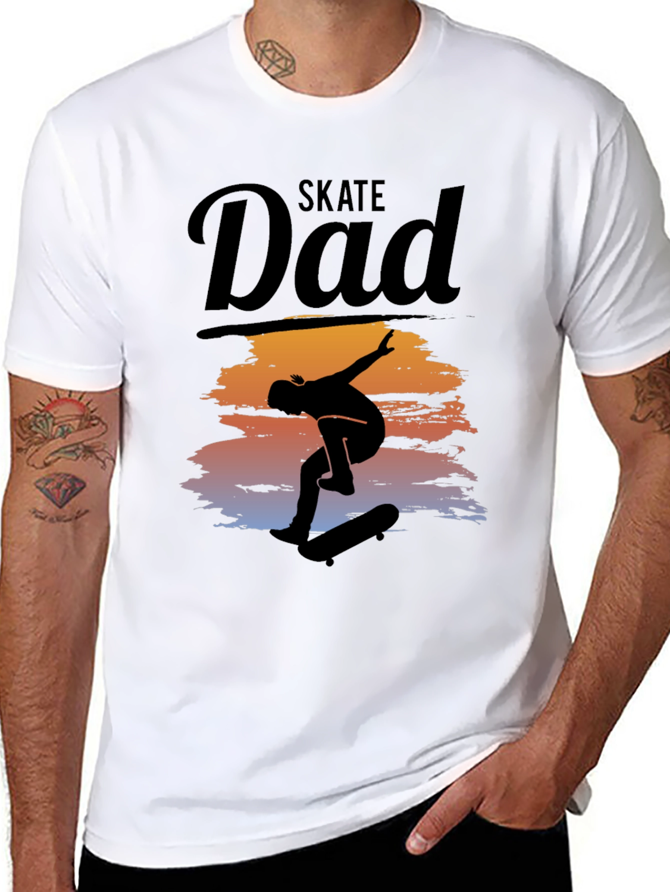 Skate Dad T-Shirt Cool Silhouette Graphic Tee