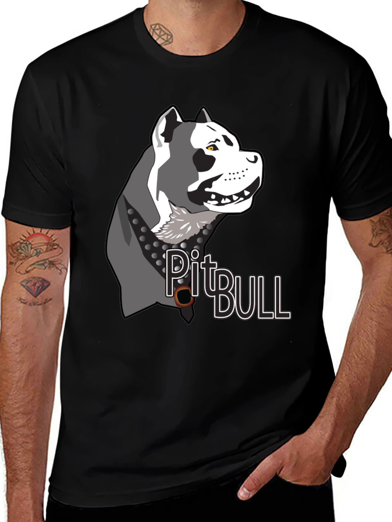 Pitbull Dog Graphic Print T-Shirt