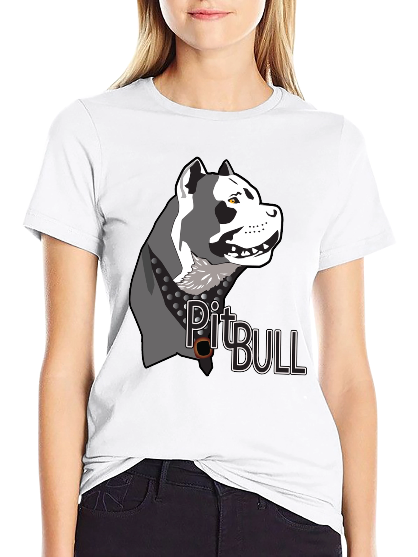 Pitbull Dog Graphic Print T-Shirt