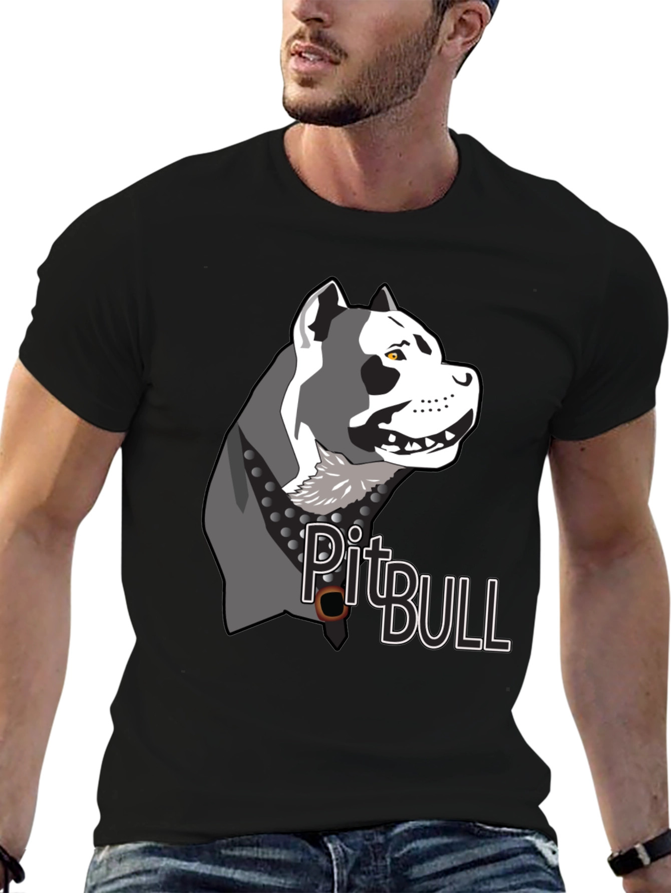Pitbull Dog Graphic Print T-Shirt